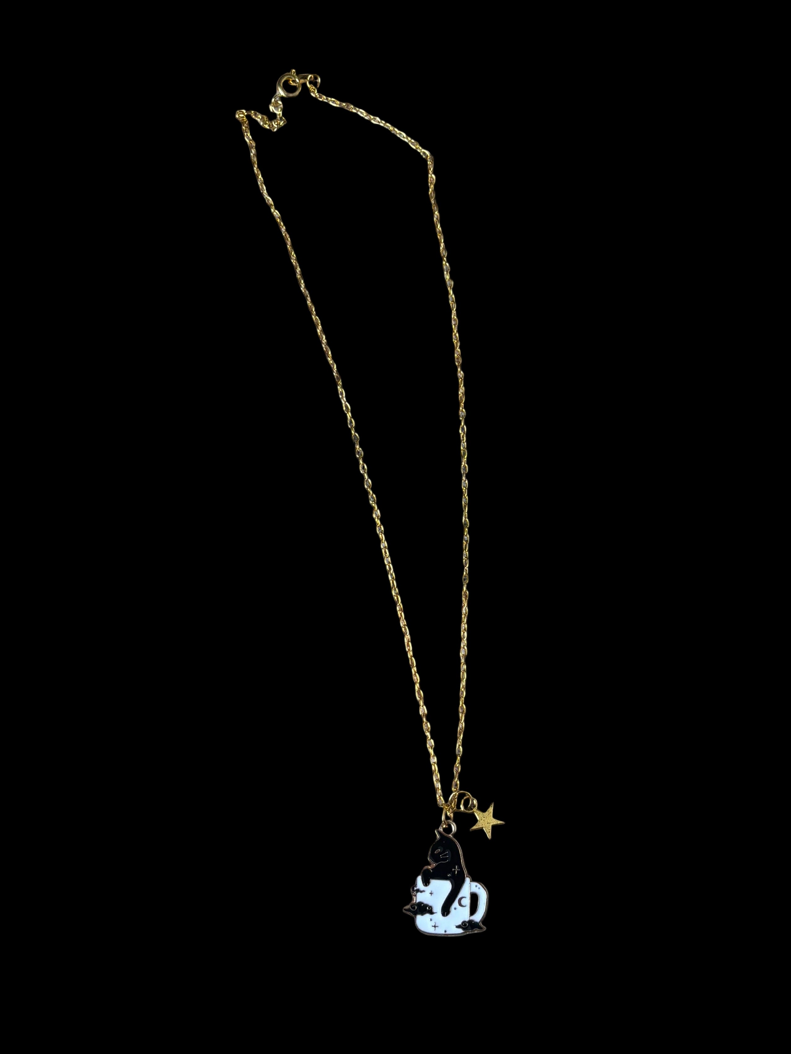 Magical Black Cat Mug Necklace