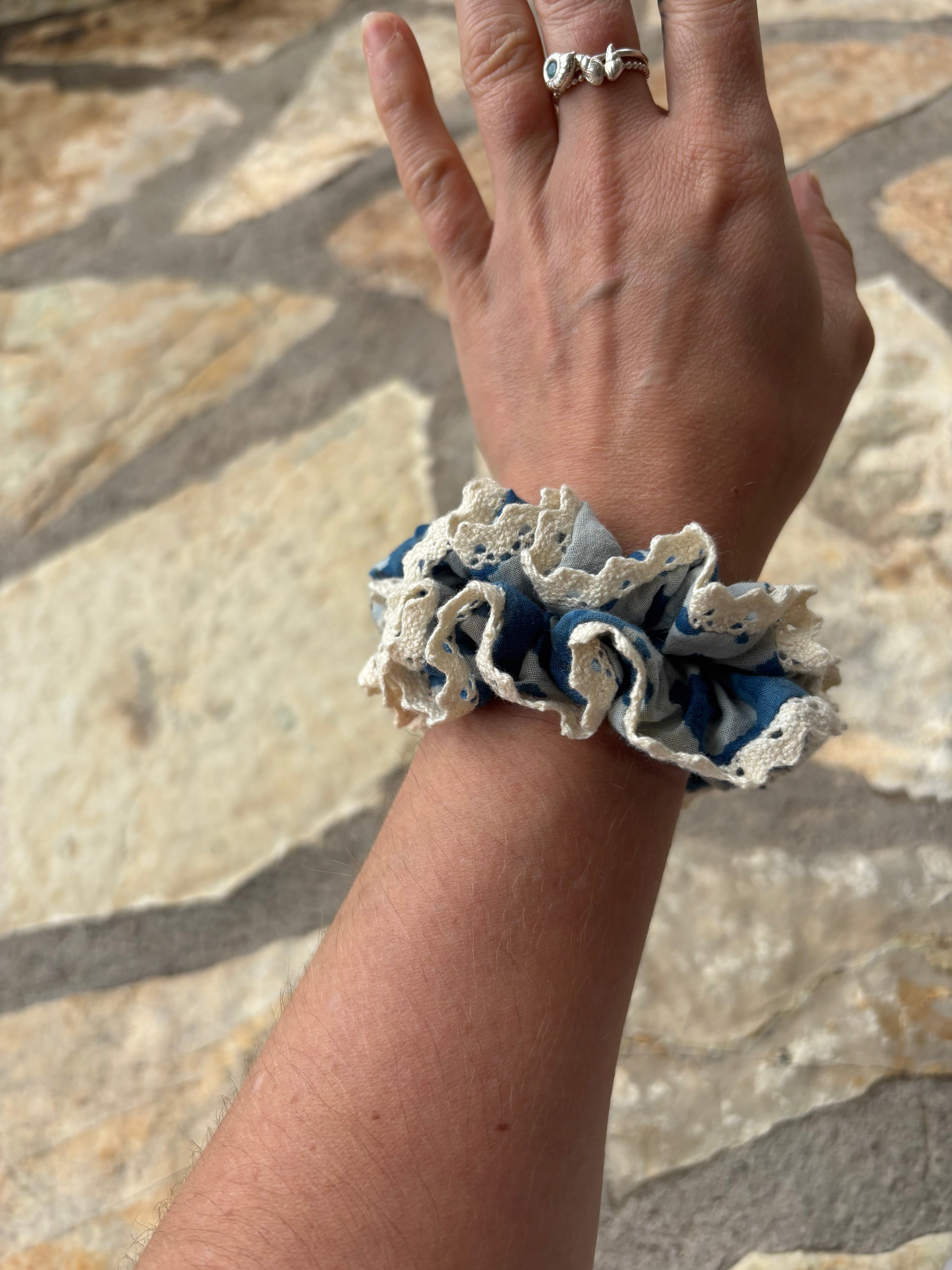 Set of 2 Indigo Hair Scrunchies