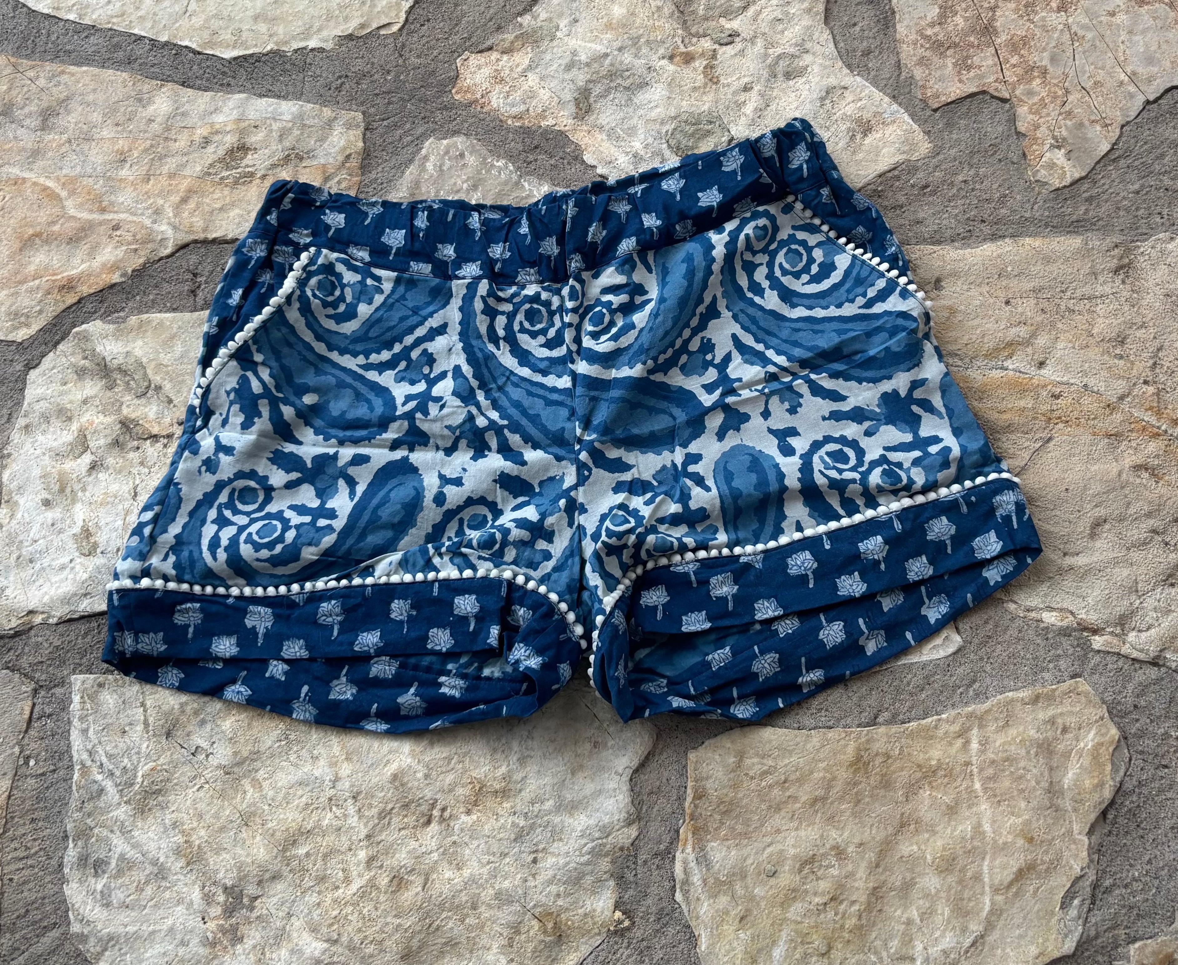 Indigo paisley pyjama shorts