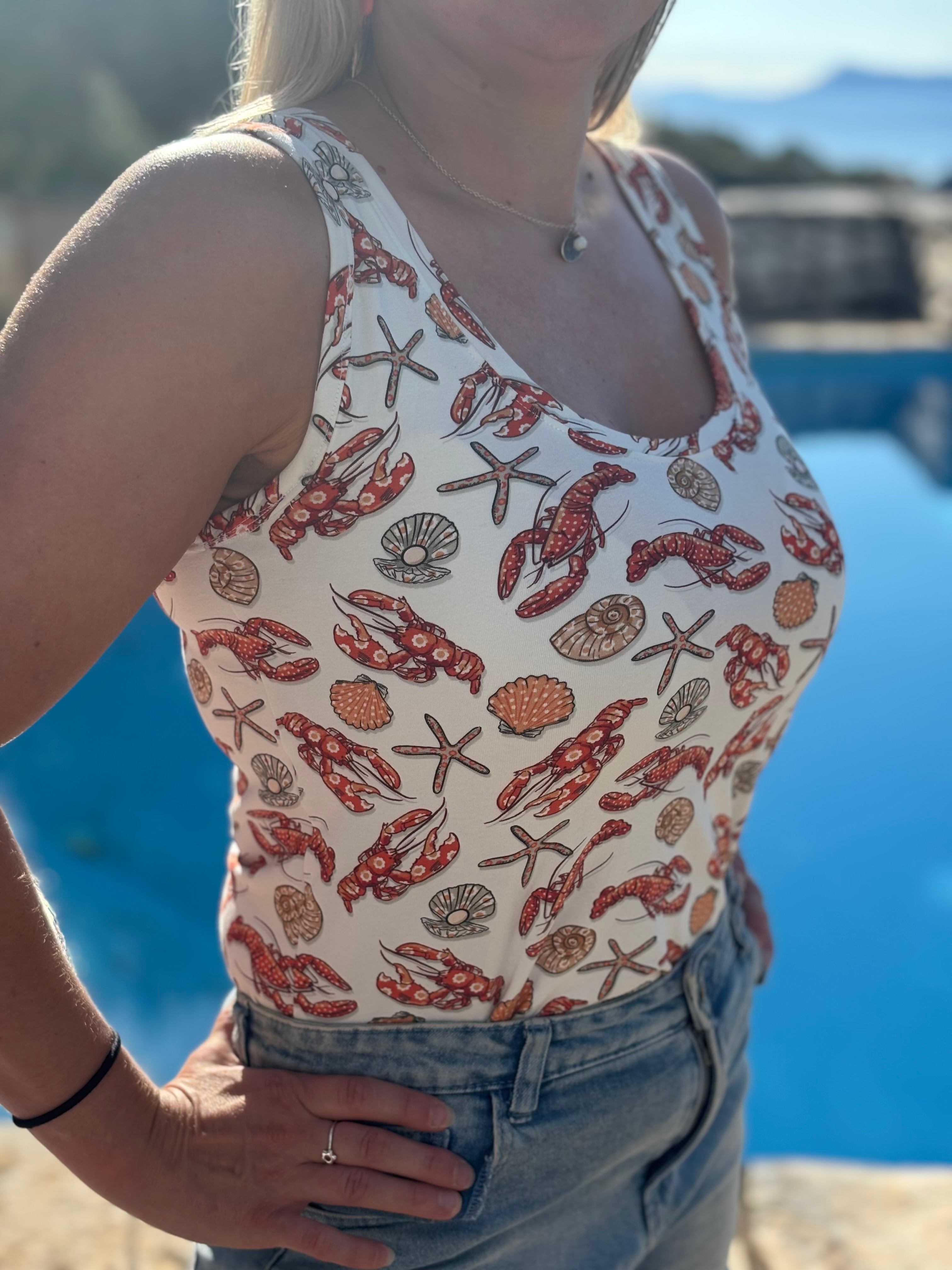 Lobster Print Vest Top