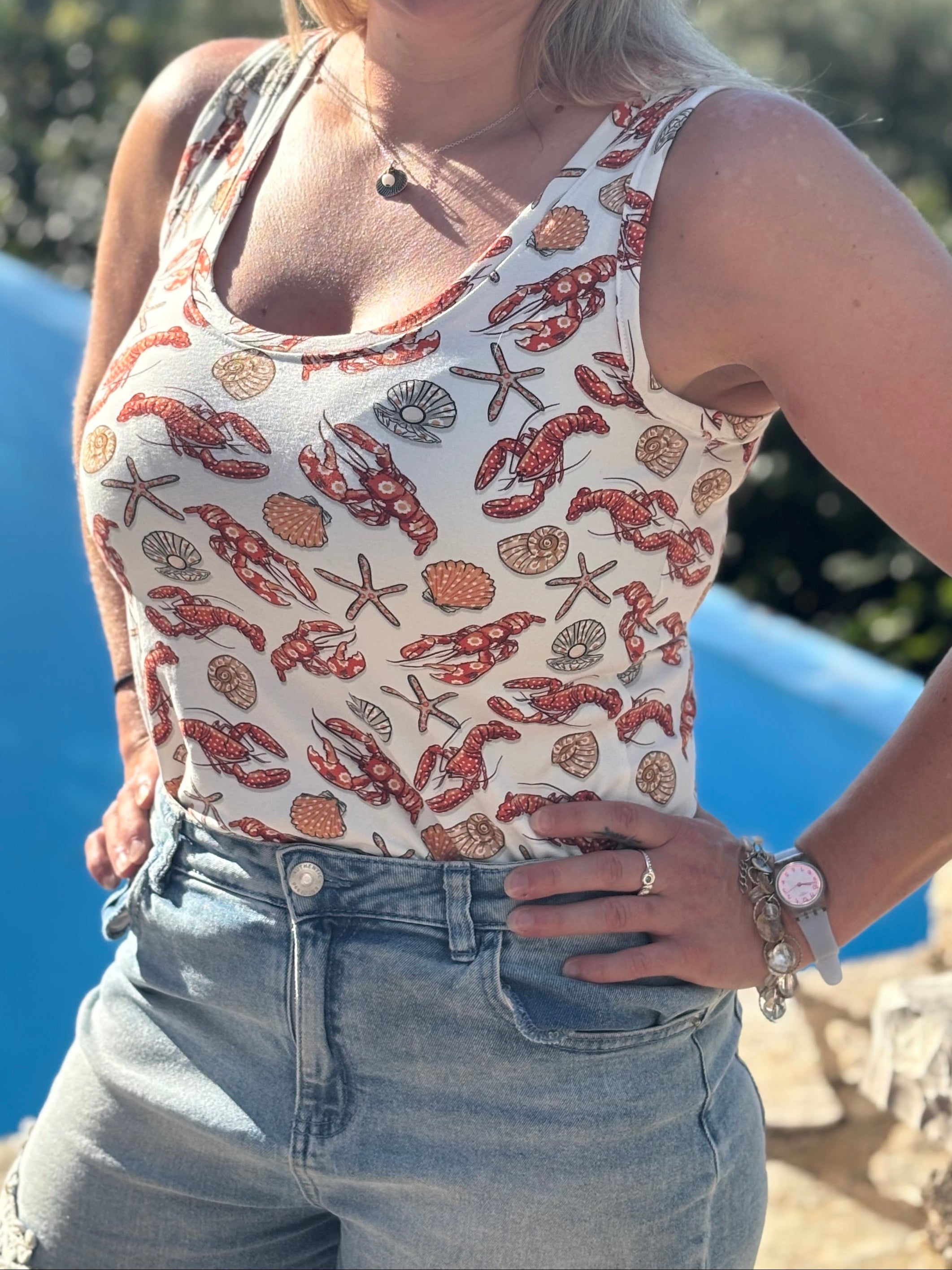 Lobster Print Vest Top