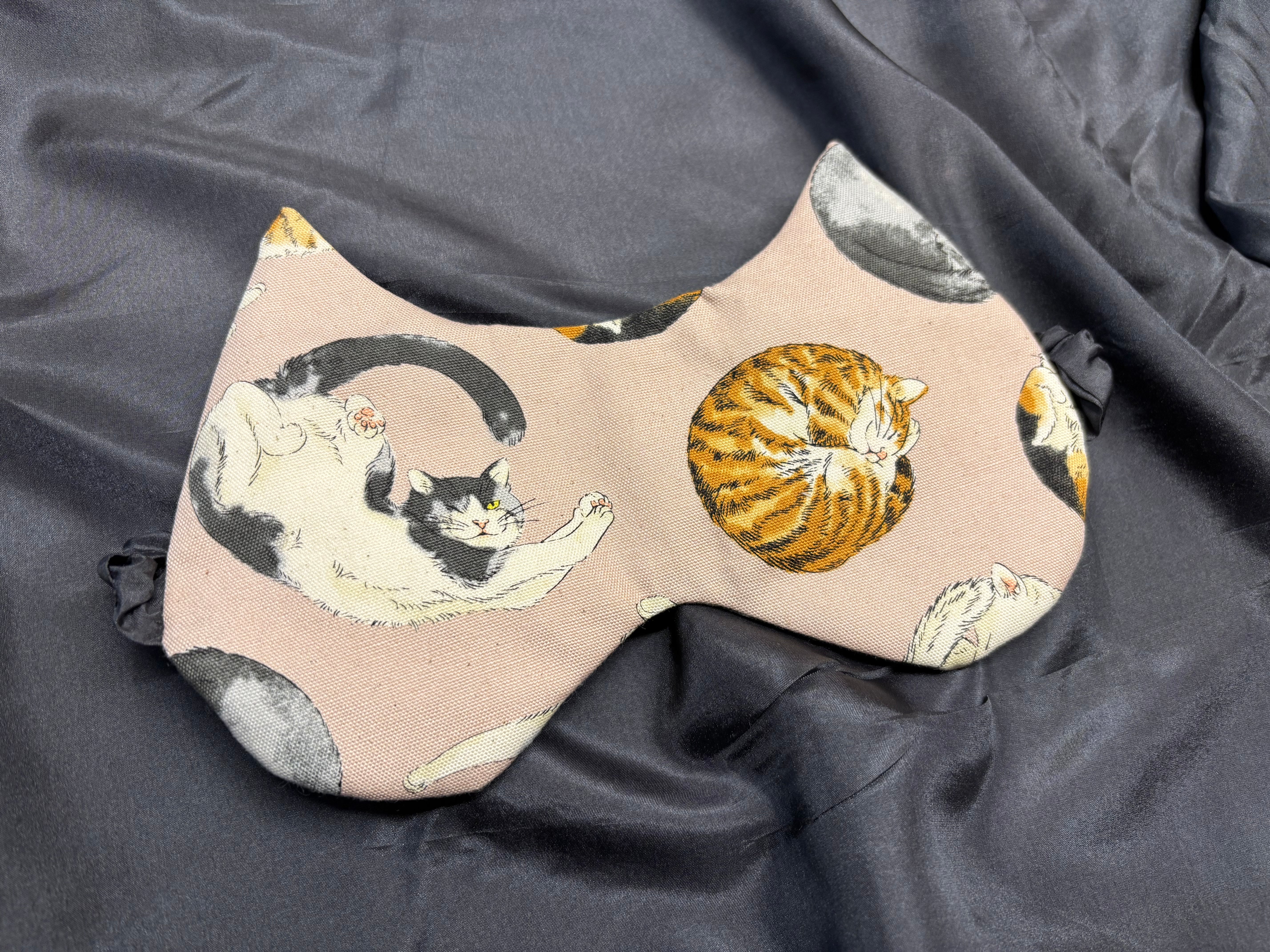 Handmade curled up cat eared Eye Mask