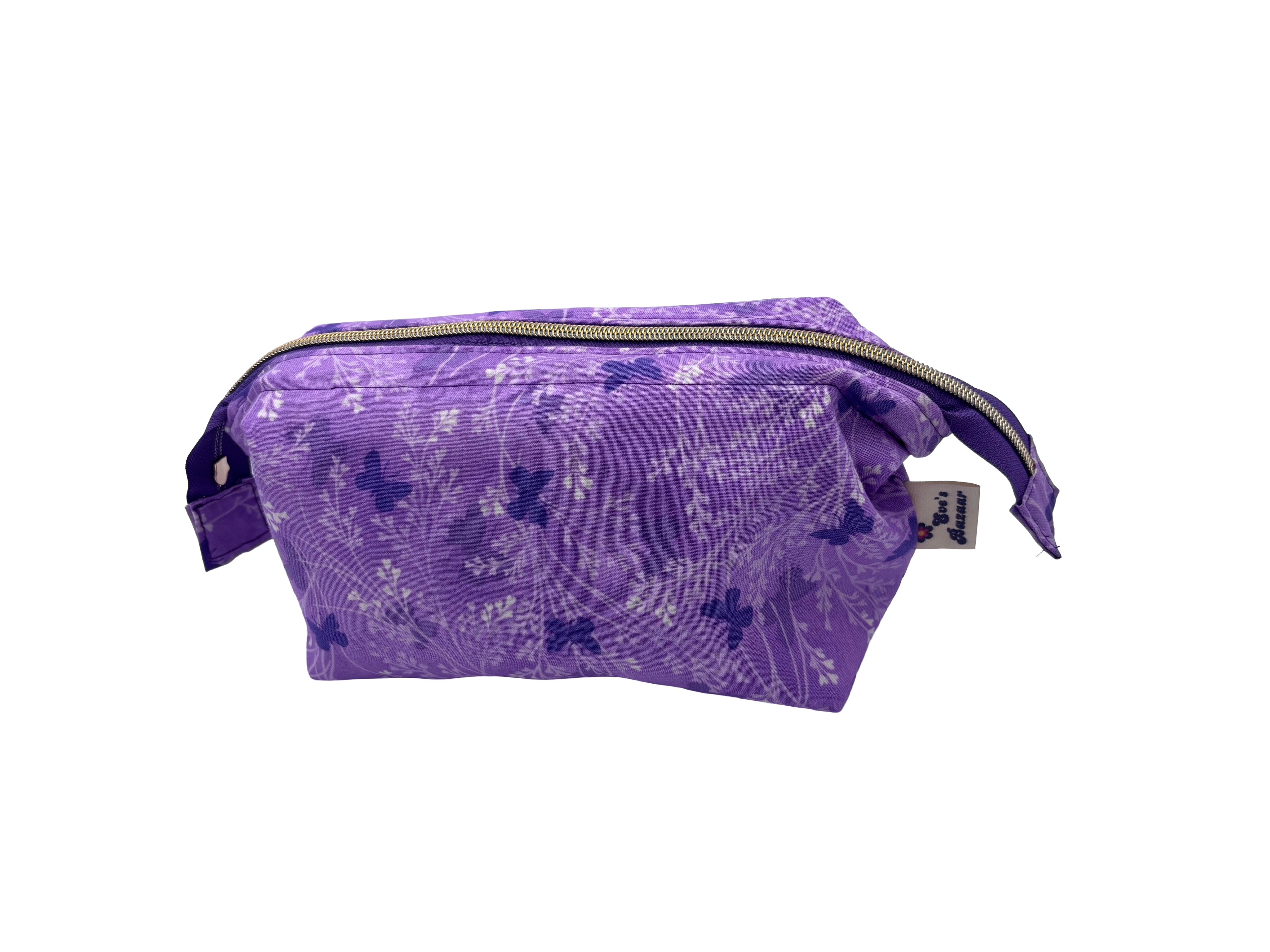 Lavender Purple Butterfly Wash Bag with Metal Frame