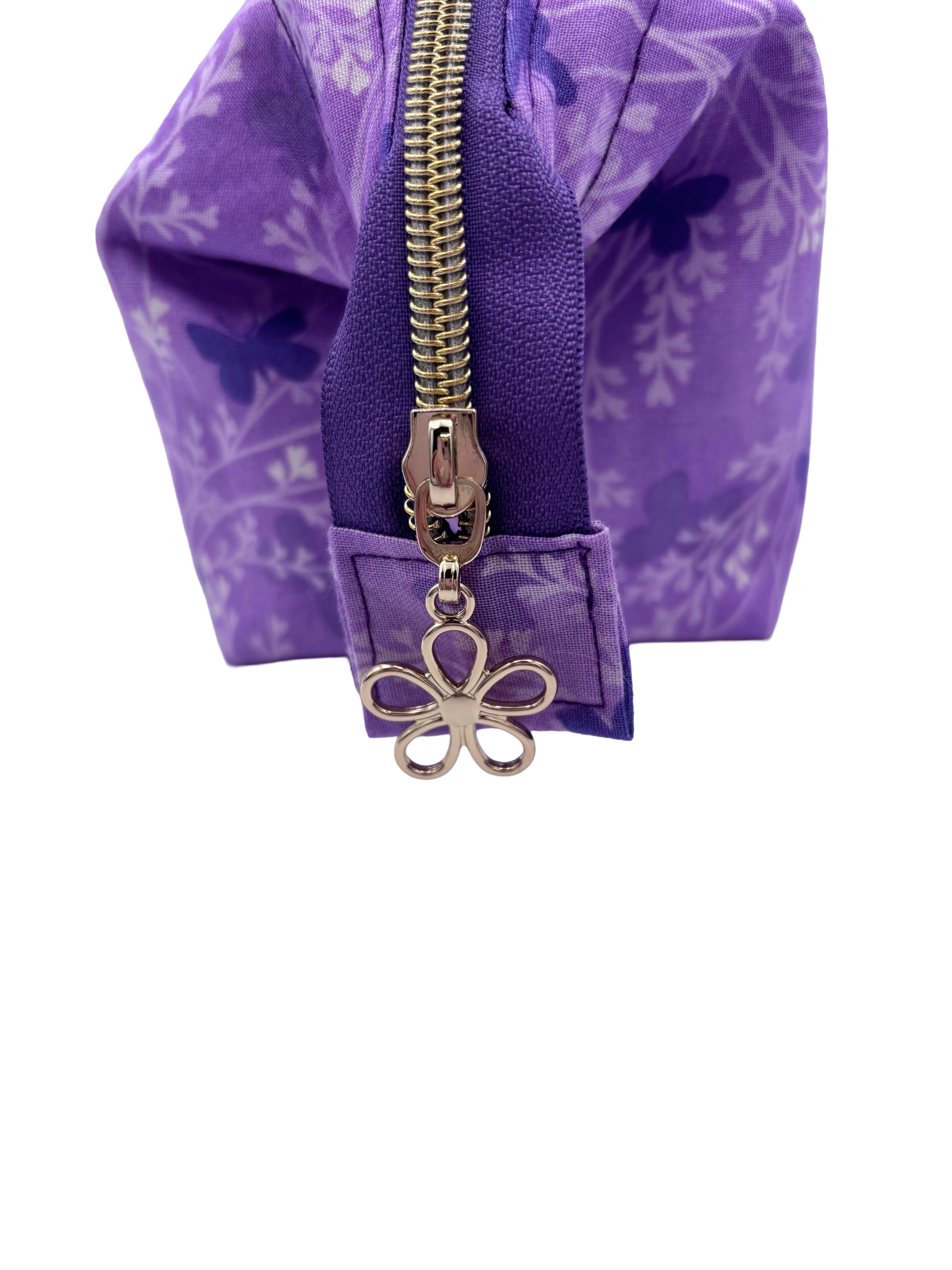 Lavender Purple Butterfly Wash Bag with Metal Frame