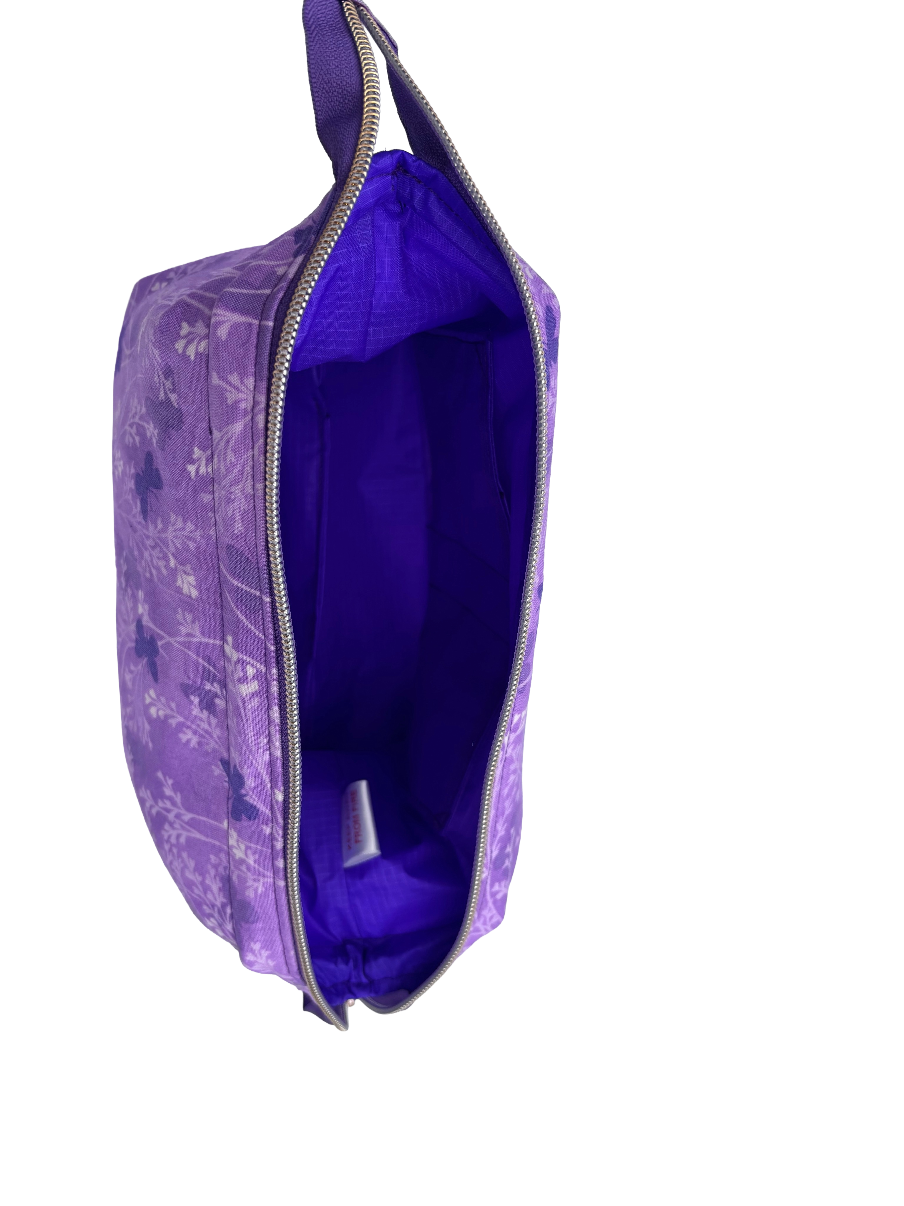 Lavender Purple Butterfly Wash Bag with Metal Frame