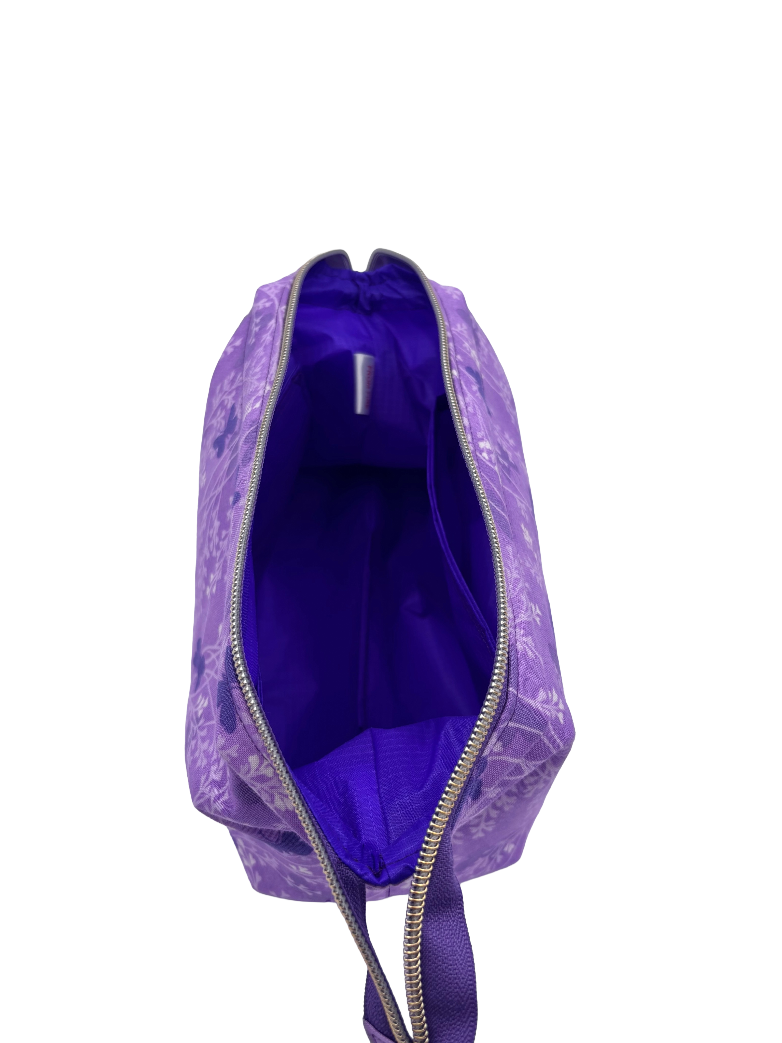 Lavender Purple Butterfly Wash Bag with Metal Frame