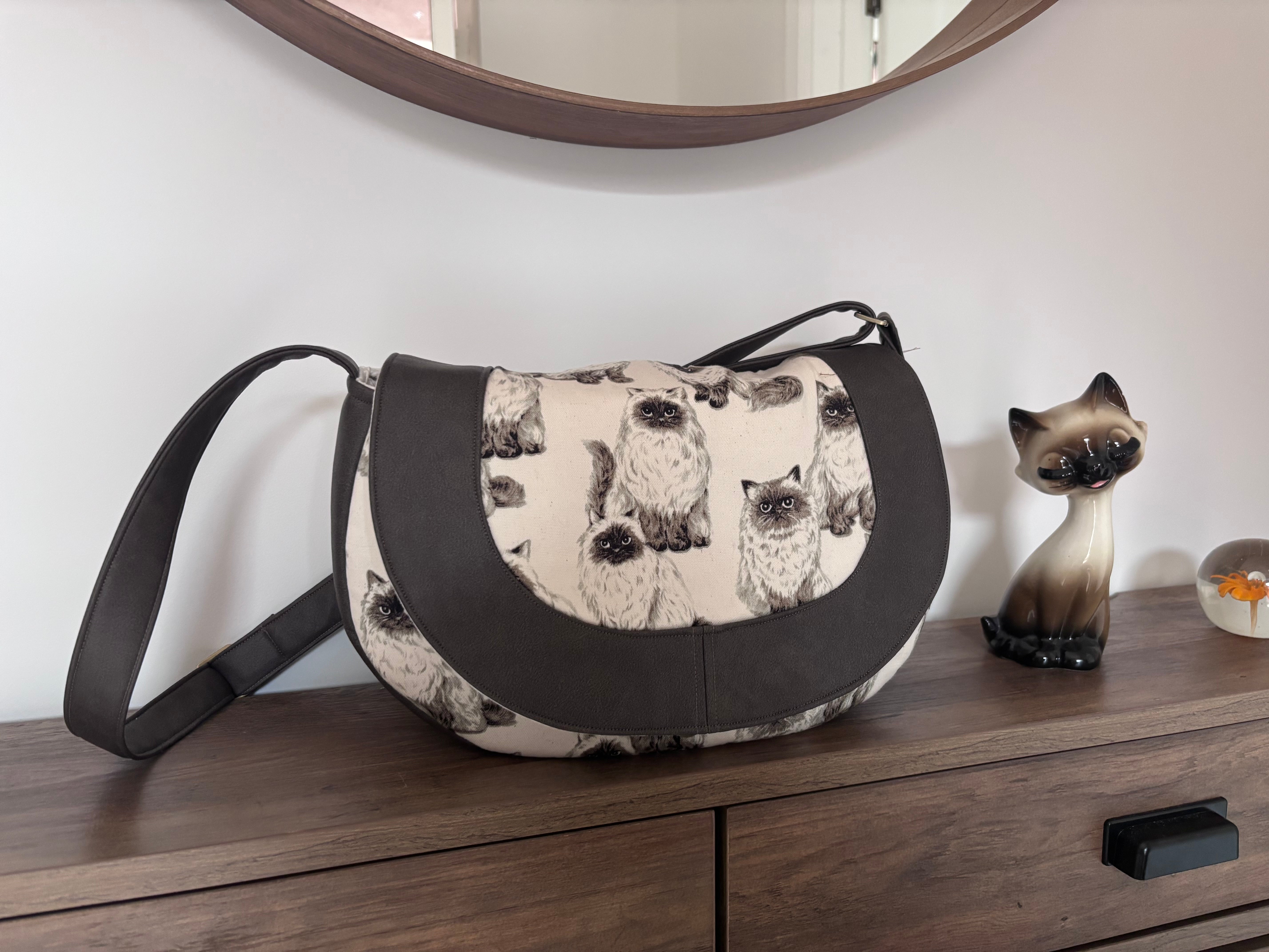 Ragdoll  Himalayan Cat Crossbody Handbag | Handmade Cat Print Shoulder Bag with Pockets | Available in Medium & Large