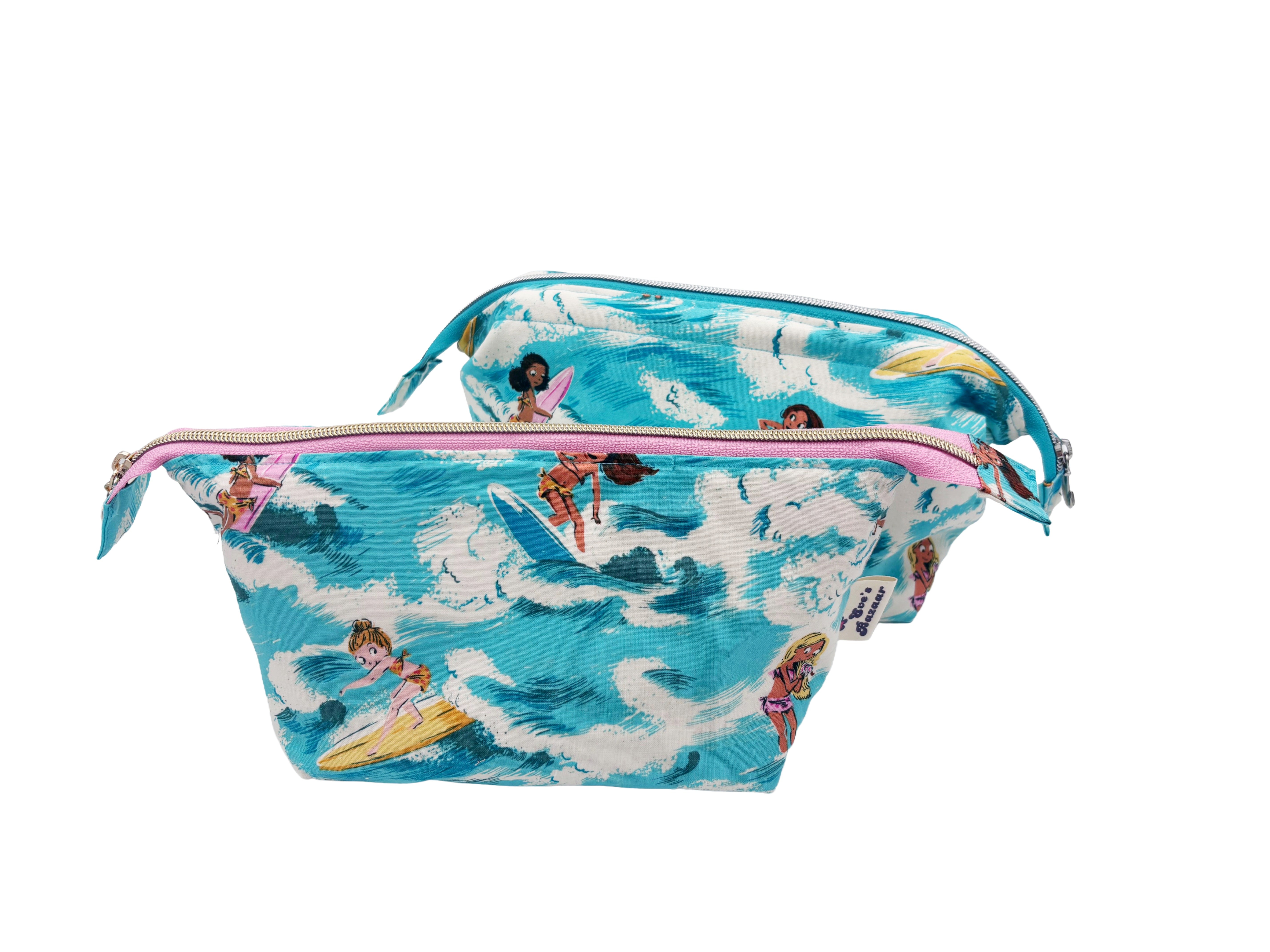 Surf Girl Framed Wash Bag – Coastal Travel Toiletry & Makeup Bag