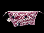 Japanese Lucky Cat Wash Bag – Red Cotton Maneki Neko Cosmetic & Travel Bag