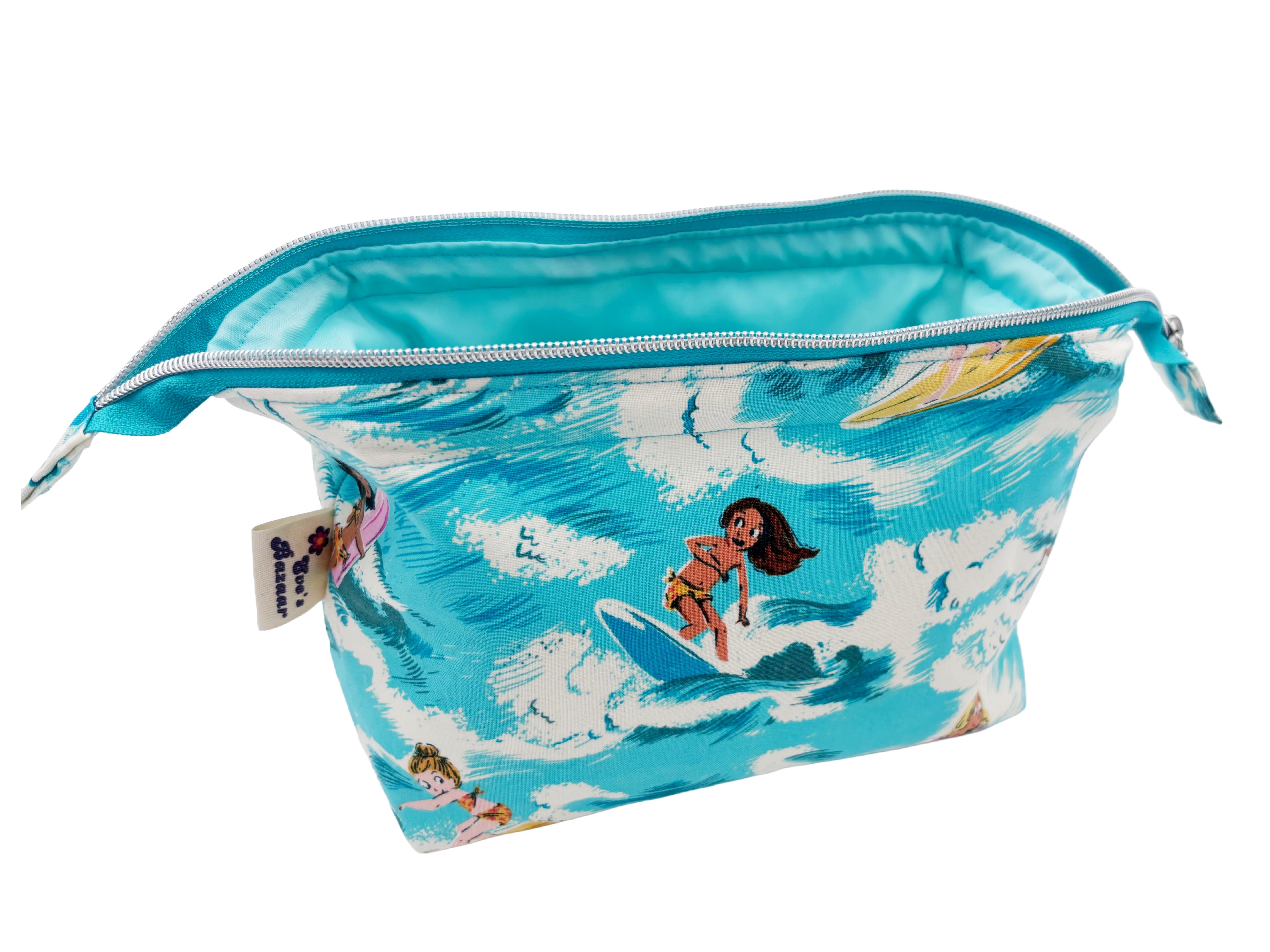 Surf Girl Framed Wash Bag – Coastal Travel Toiletry & Makeup Bag