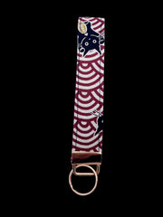 Japanese Lucky Cat Key Ring Wristlet – Red Cotton Maneki Neko Fabric Keychain