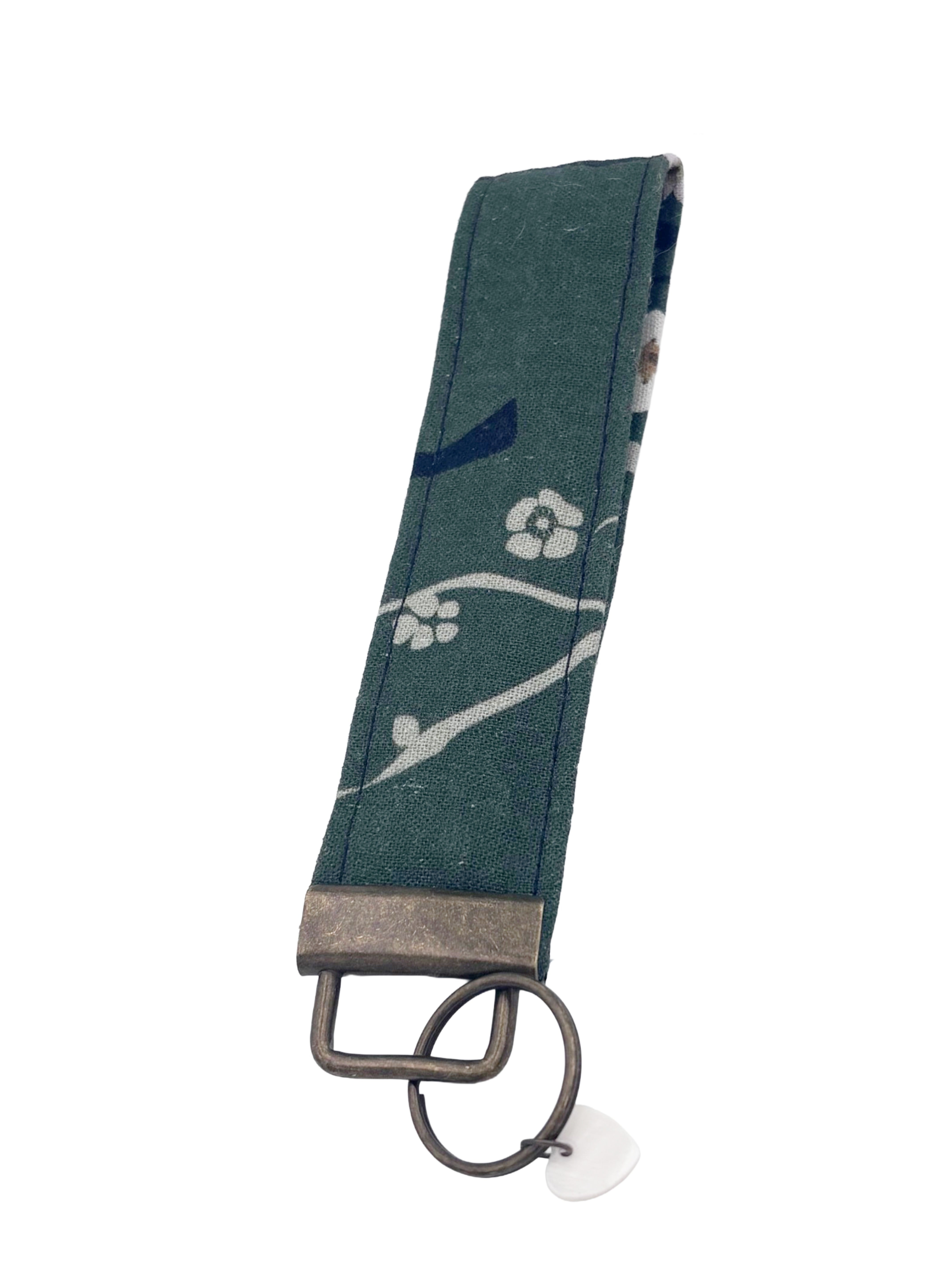 Handmade Green Linen Keyring Wristlet – Eastern Escape Collection