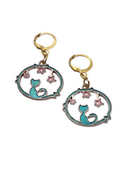 Whimsical Cat & Star Dangle Earrings – Cute Cat Jewellery