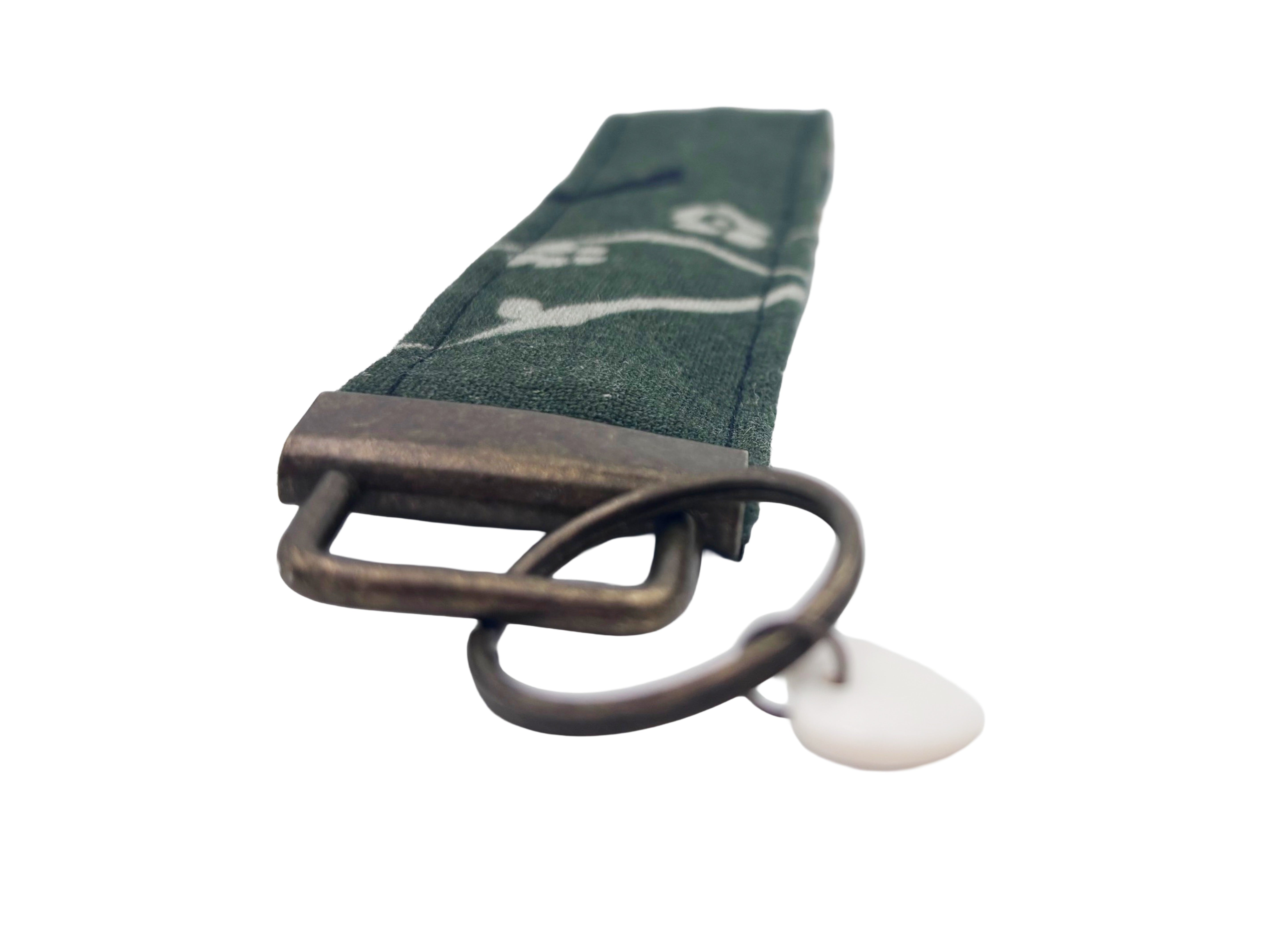 Handmade Green Linen Keyring Wristlet – Eastern Escape Collection