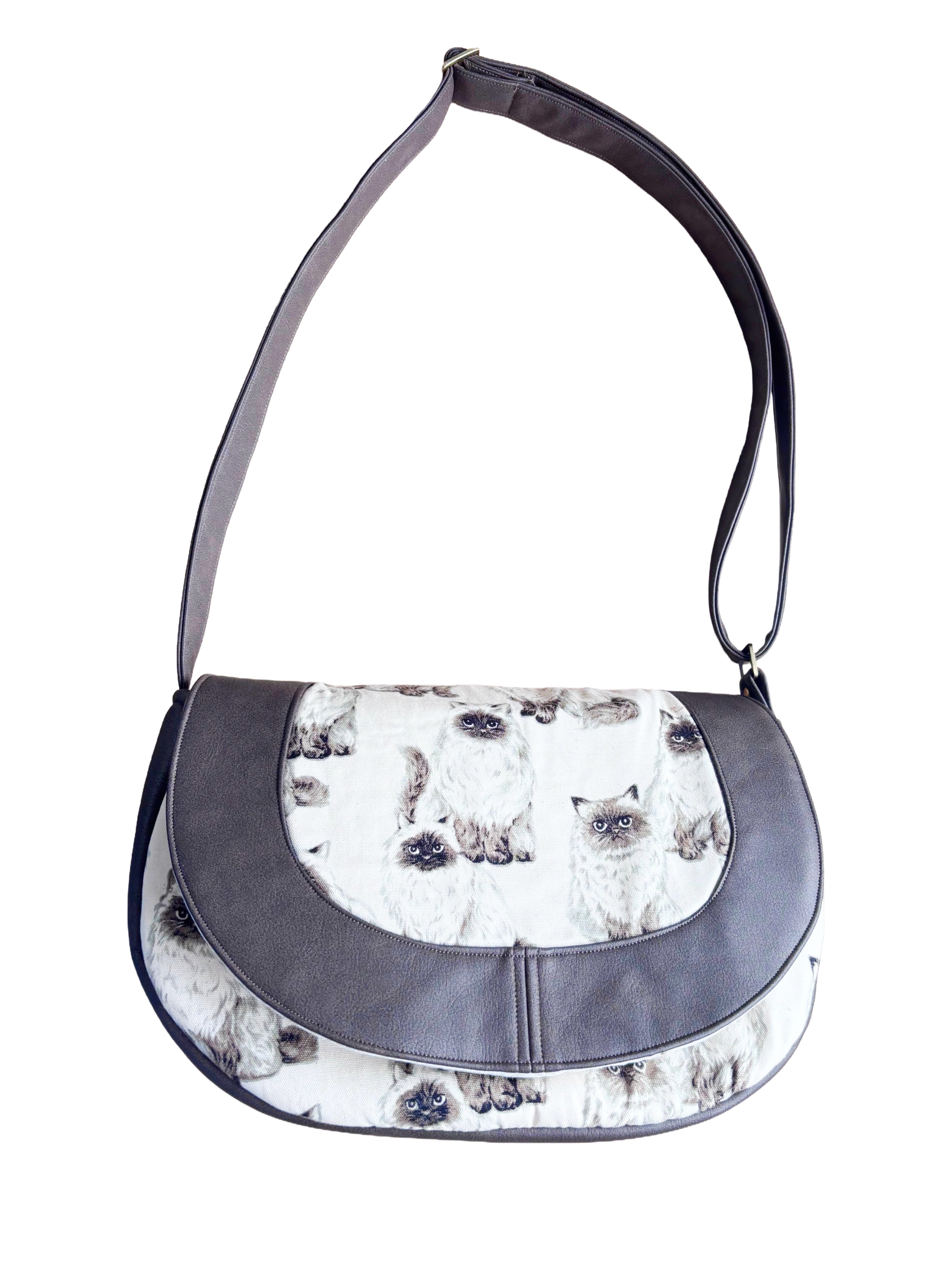 Ragdoll  Himalayan Cat Crossbody Handbag | Handmade Cat Print Shoulder Bag with Pockets | Available in Medium & Large