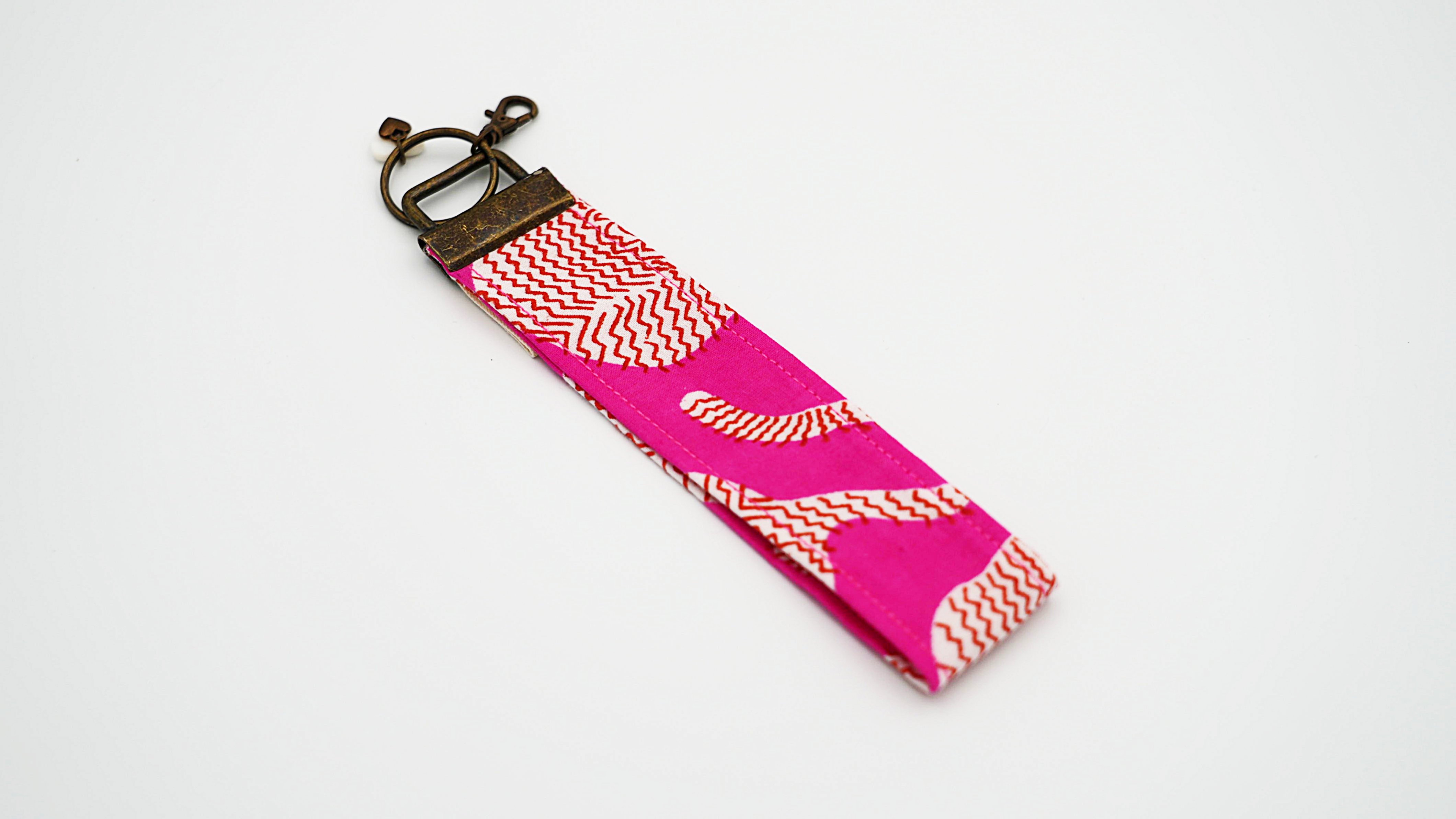 Hot pink Indian Tiger Keychain wristlet