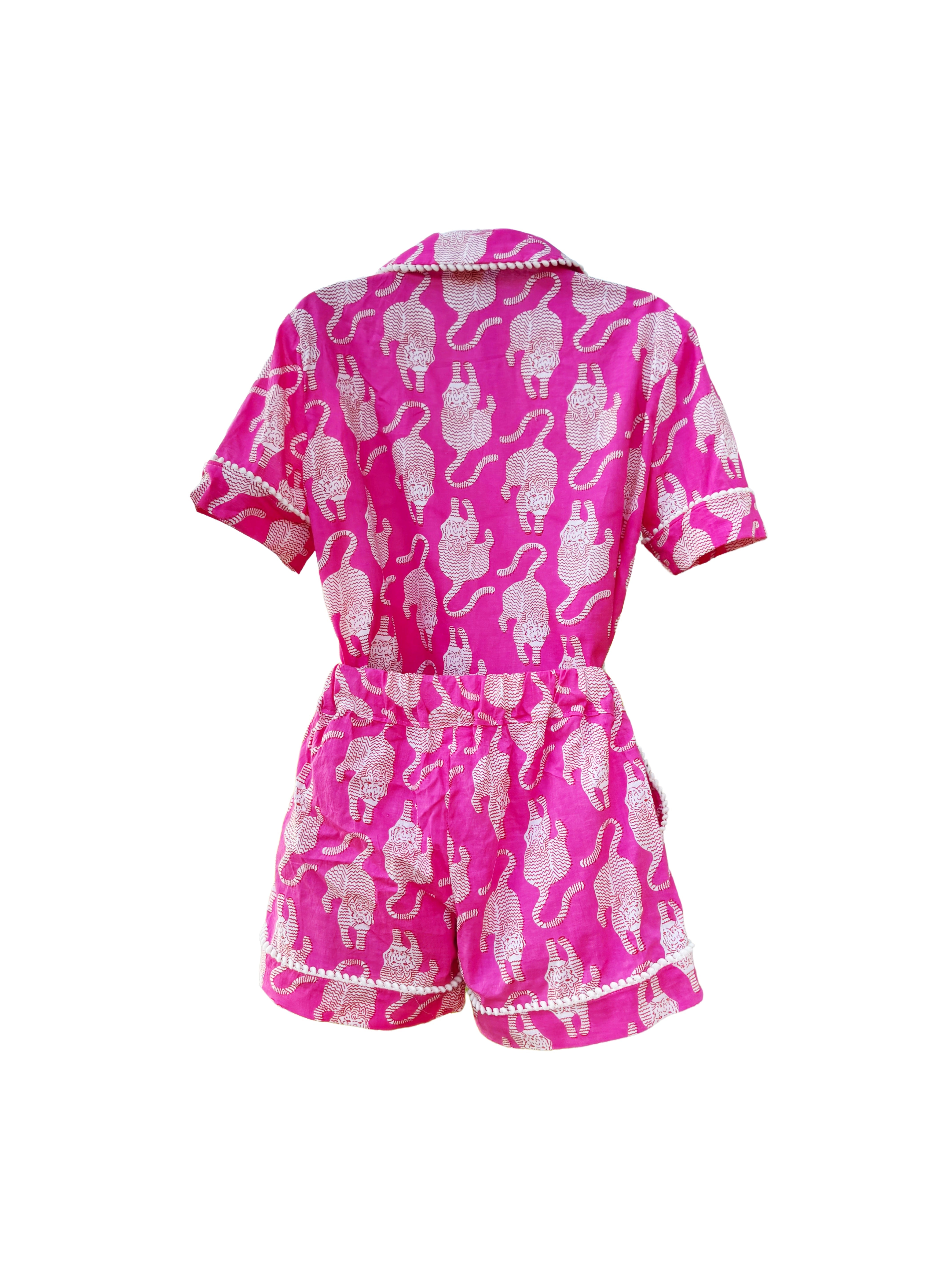 Handmade Tiger Print Night t Hot Pink Loungewear