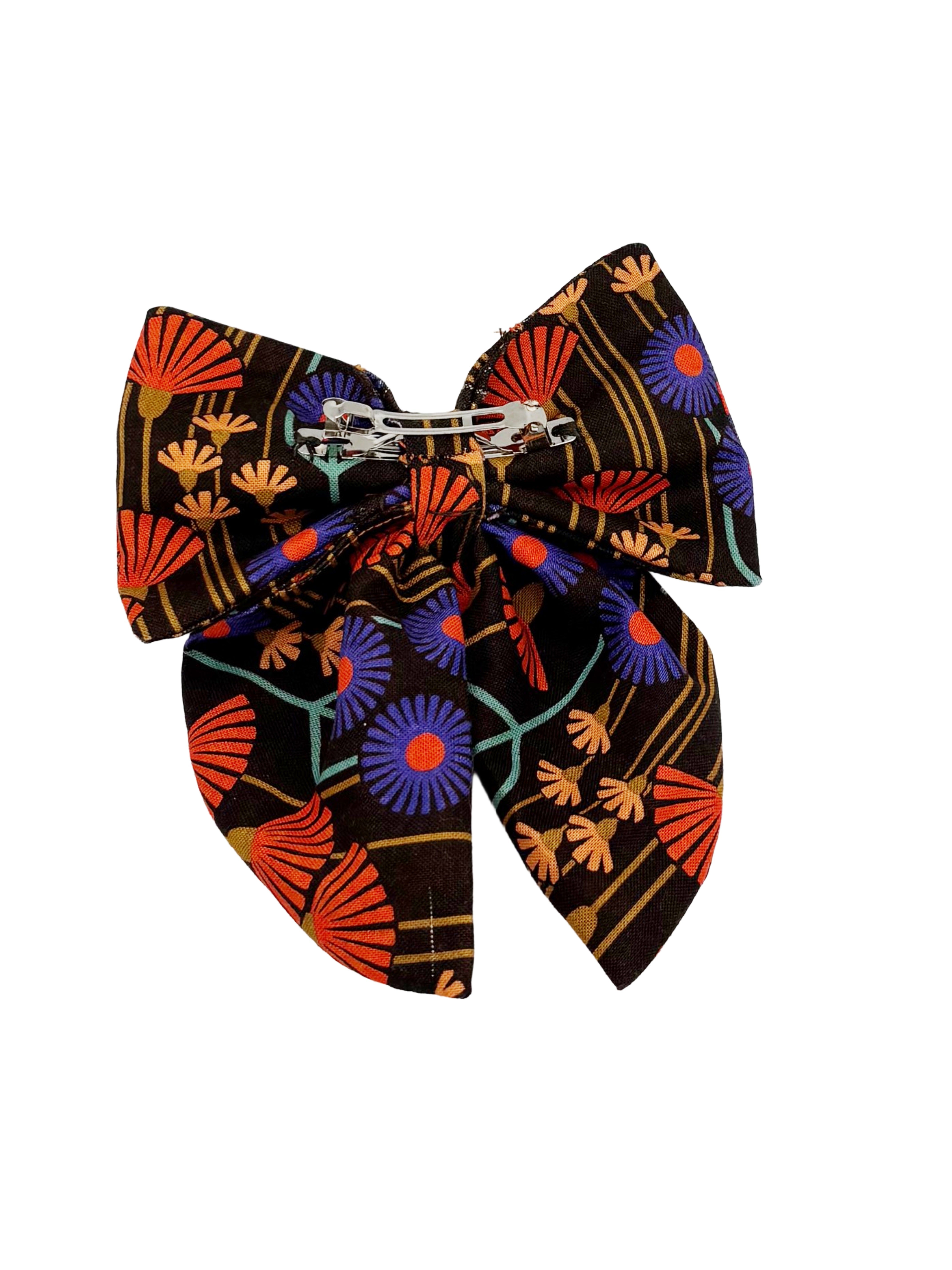Retro Autumn Floral Hair Bow Clip
