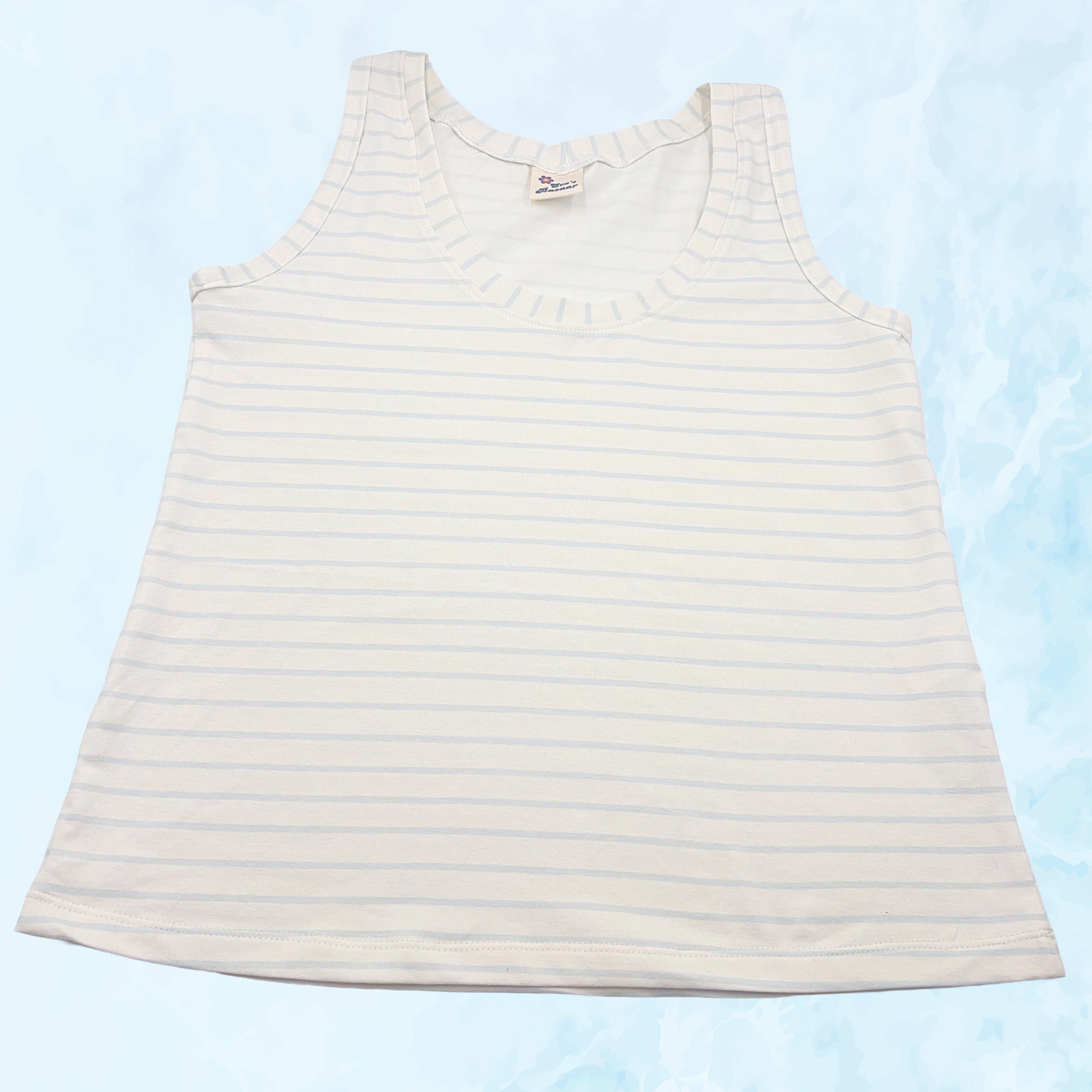 Off White & Baby Blue Stripe Jersey Vest