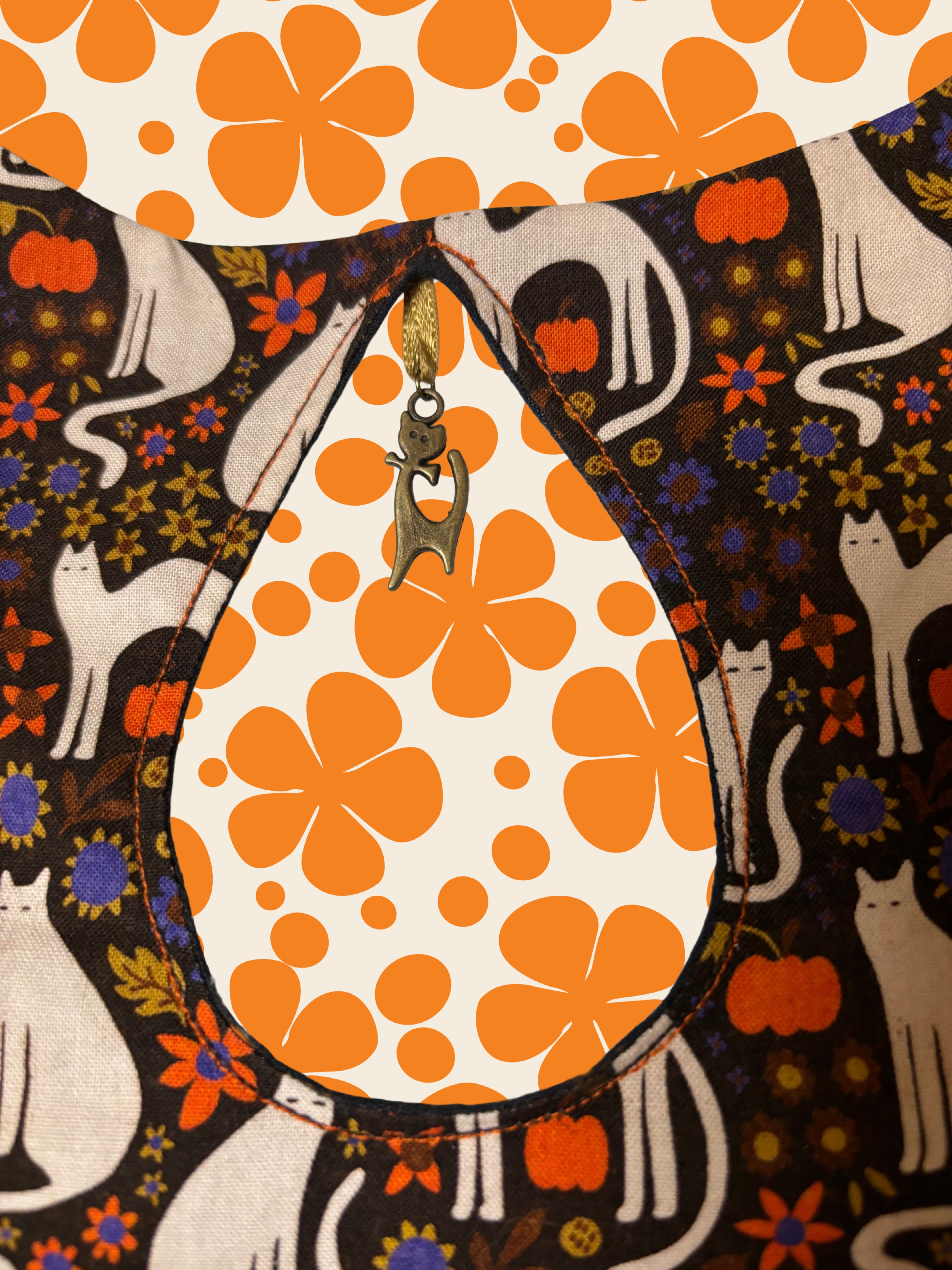 Retro Cat Print Shift Dress with Pockets