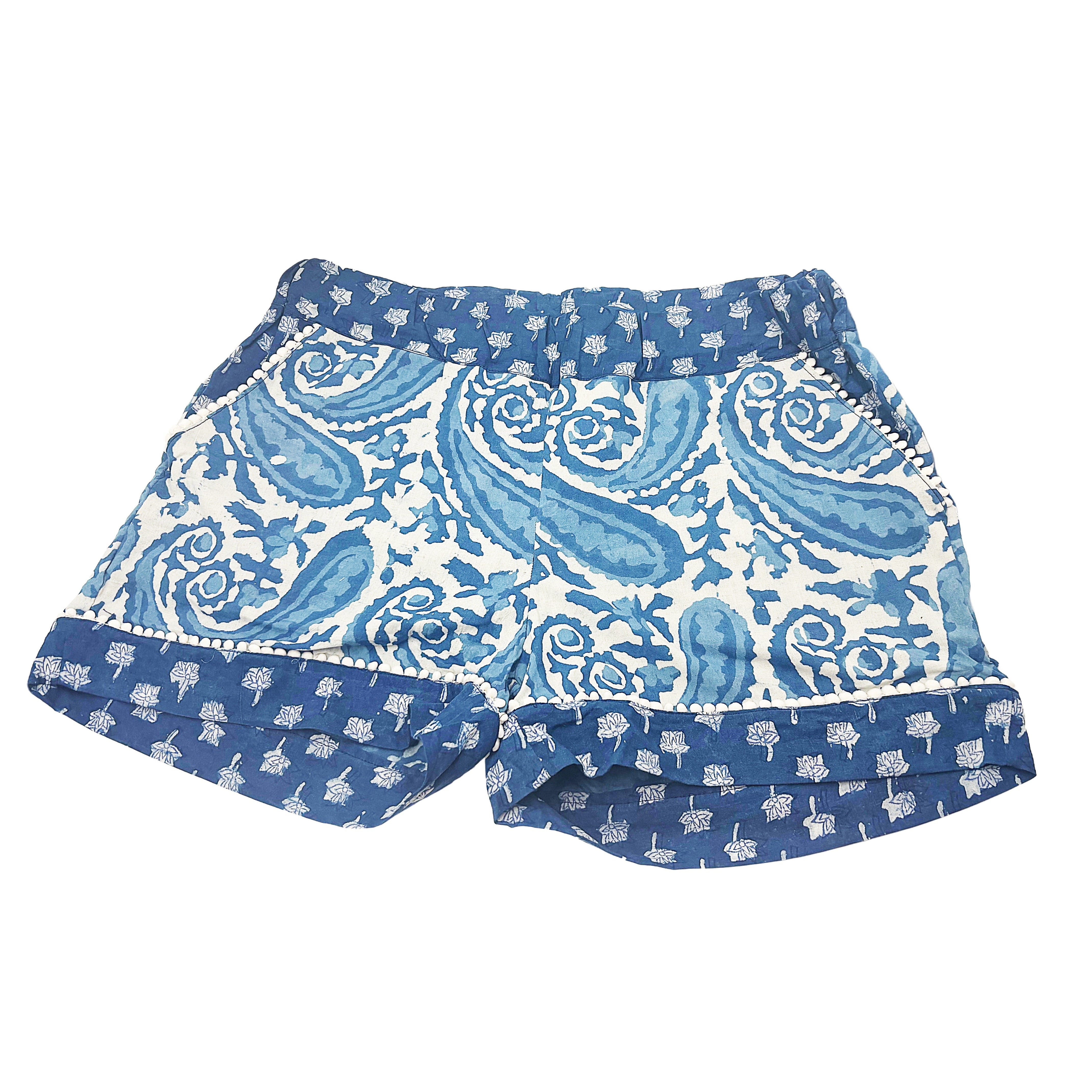 Indigo paisley pyjama shorts