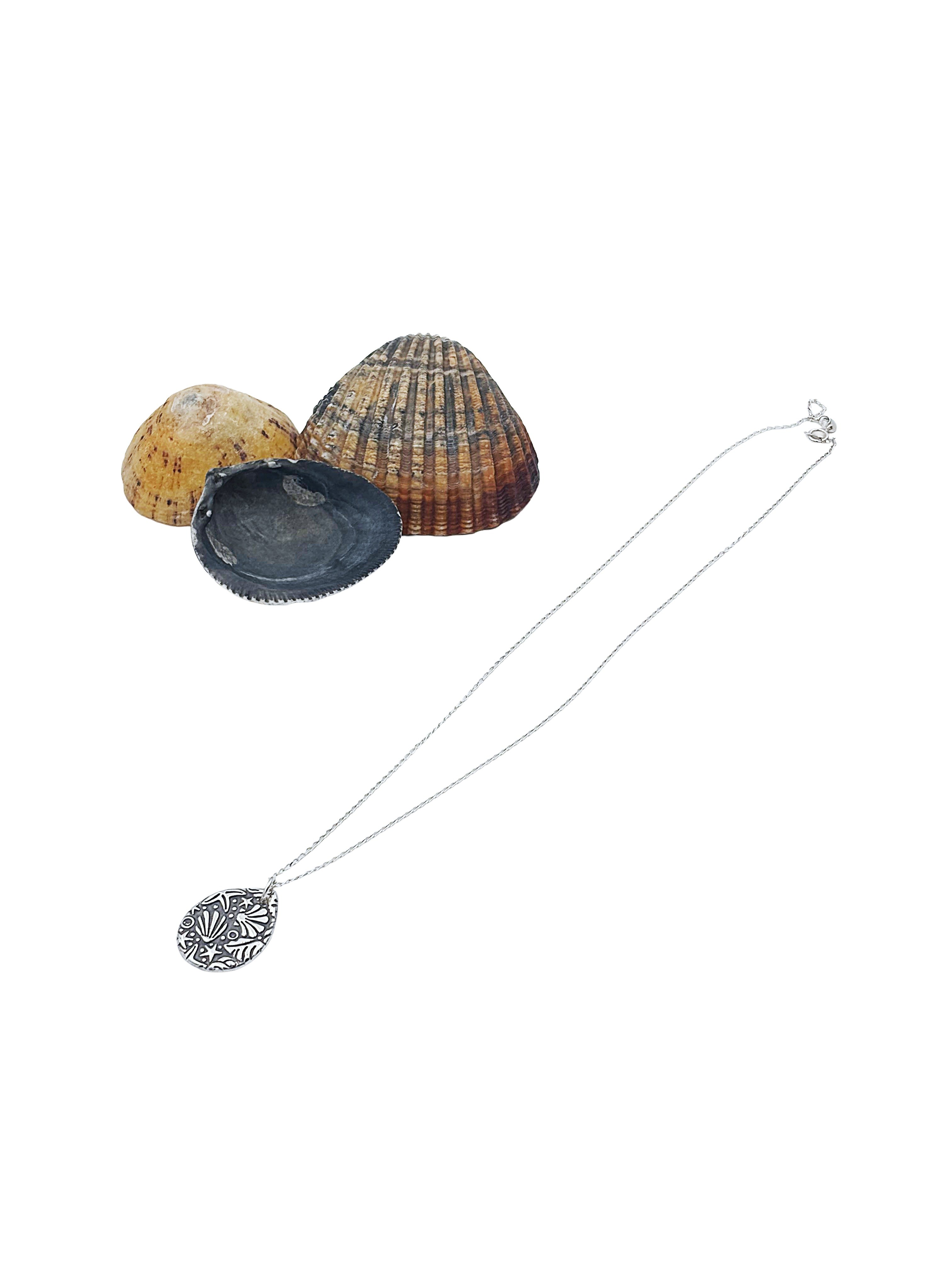 Handmade Fine Silver Sea Life Pendant 925 chain