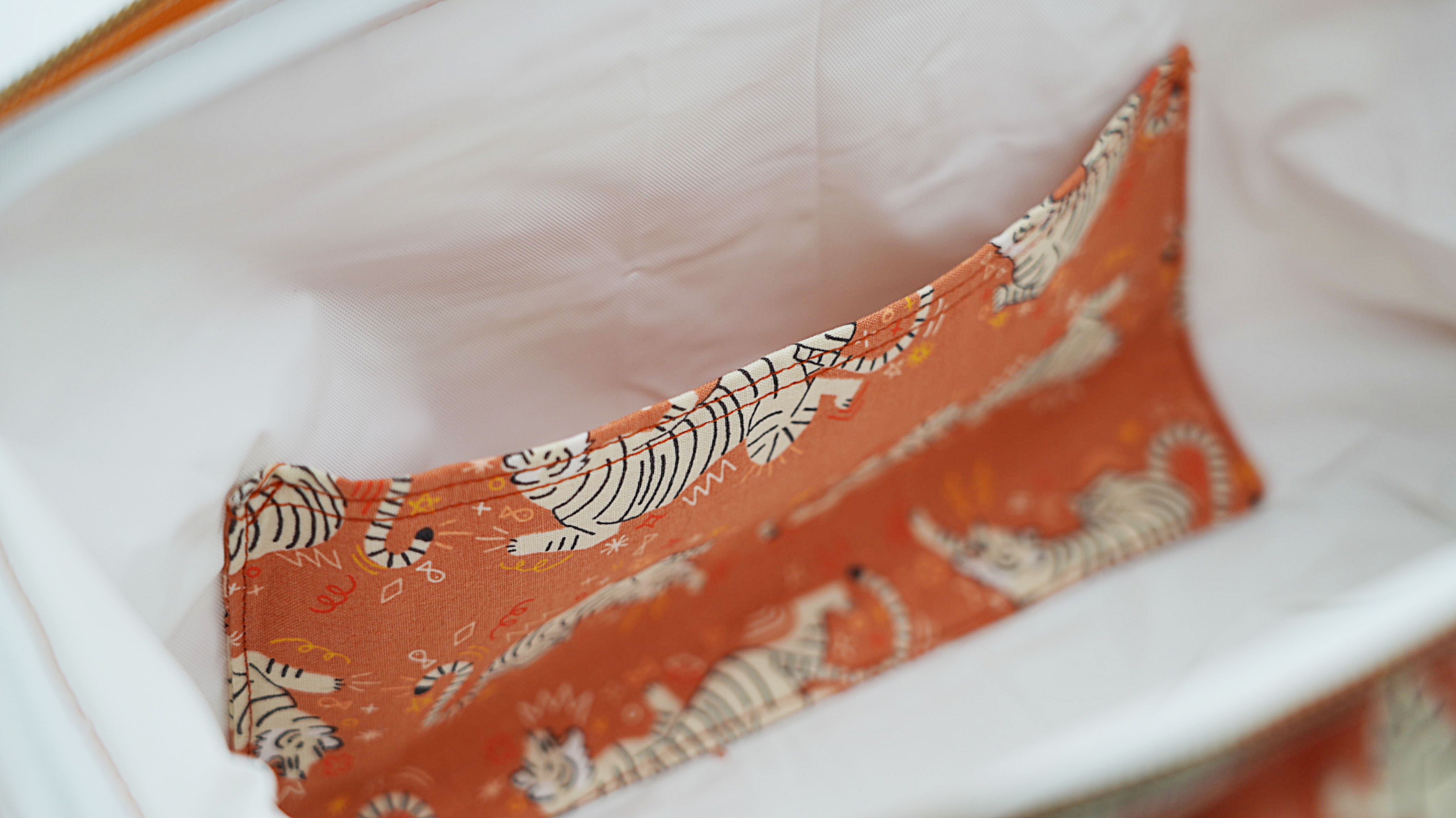 Large Tiger Print Wash Bag orange