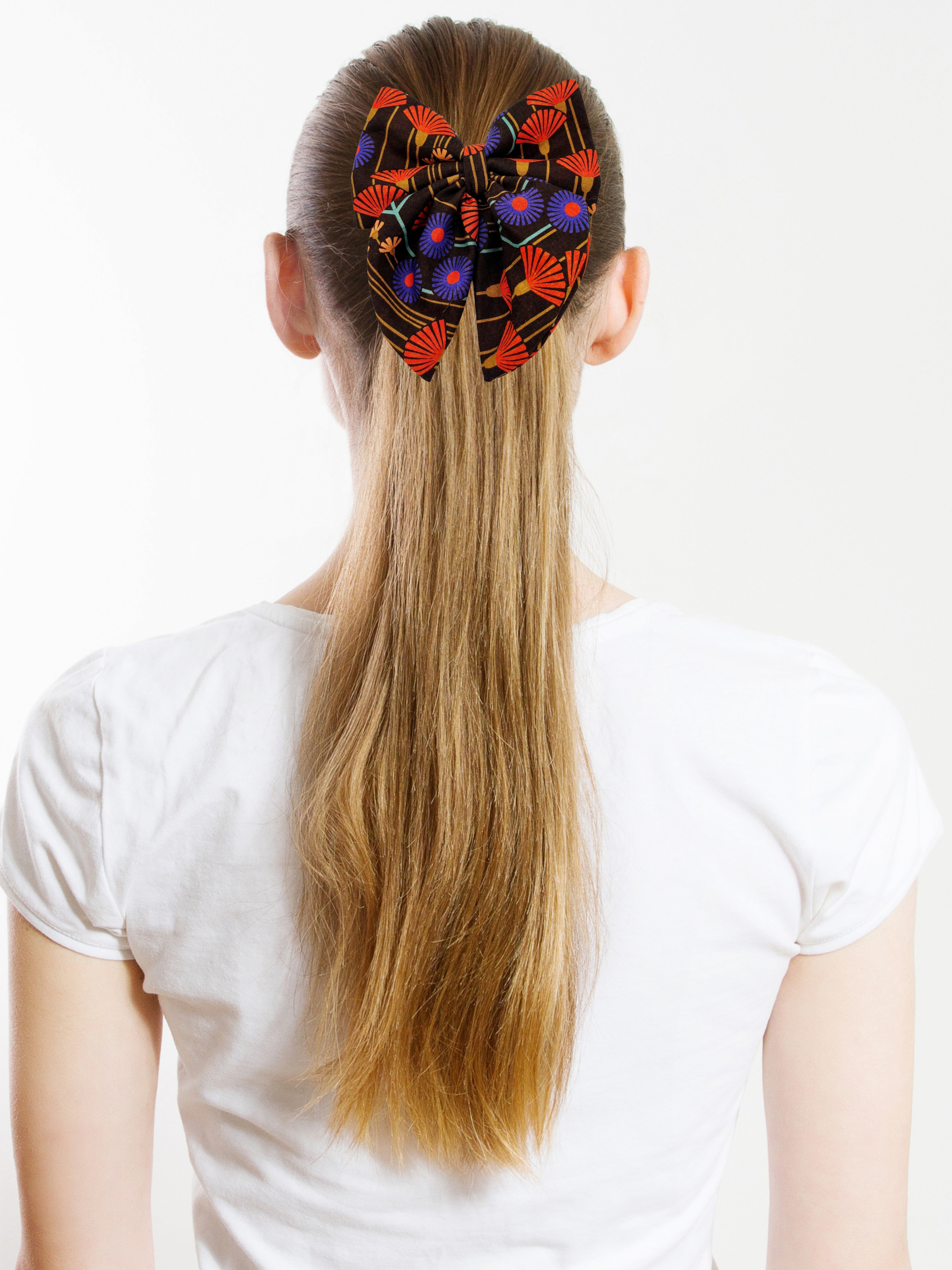 Retro Autumn Floral Hair Bow Clip