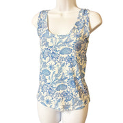 Blue and white marine life tank top