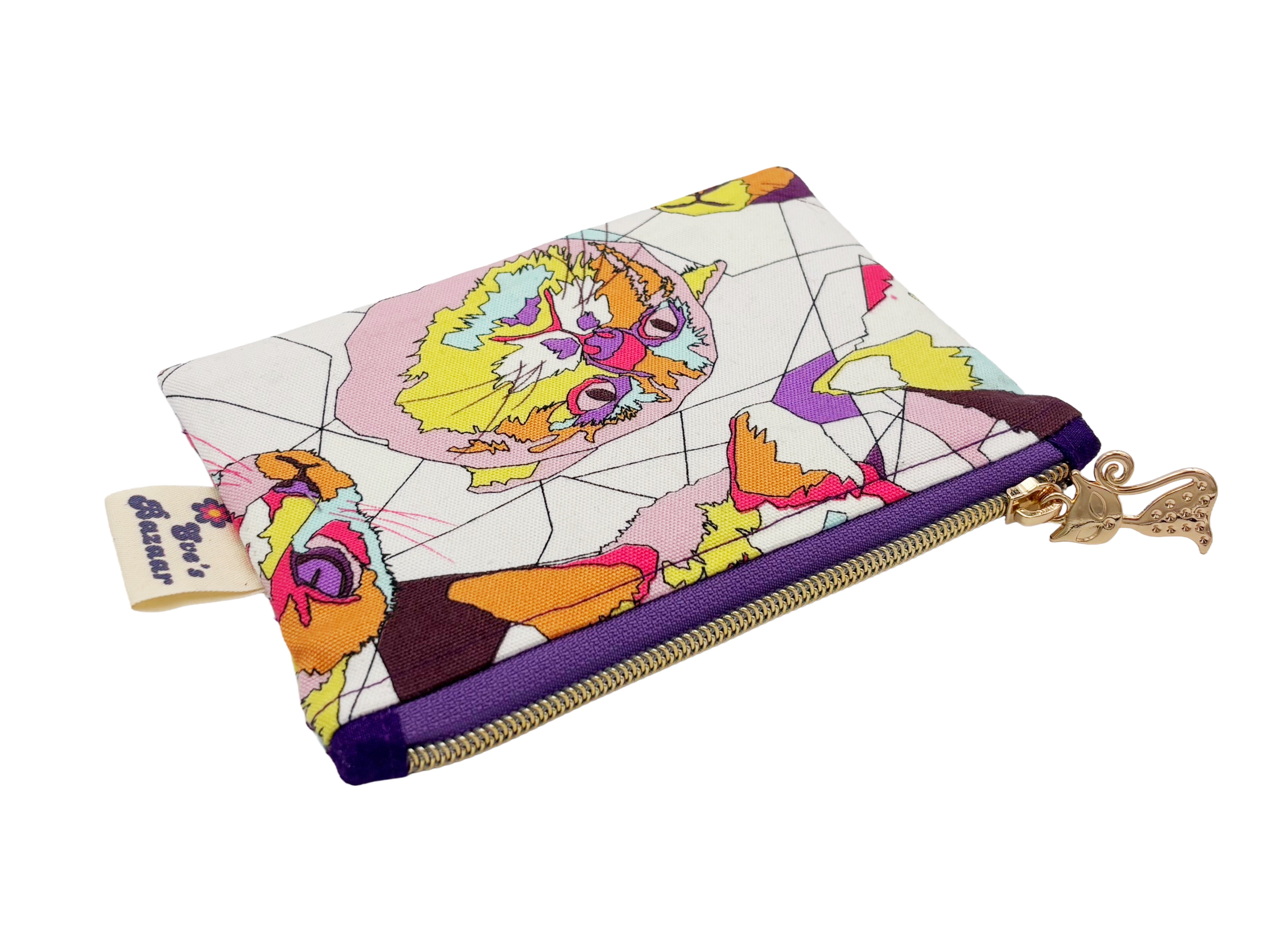 Pop Art Cat Zip Pouch – Small Handmade Pouch