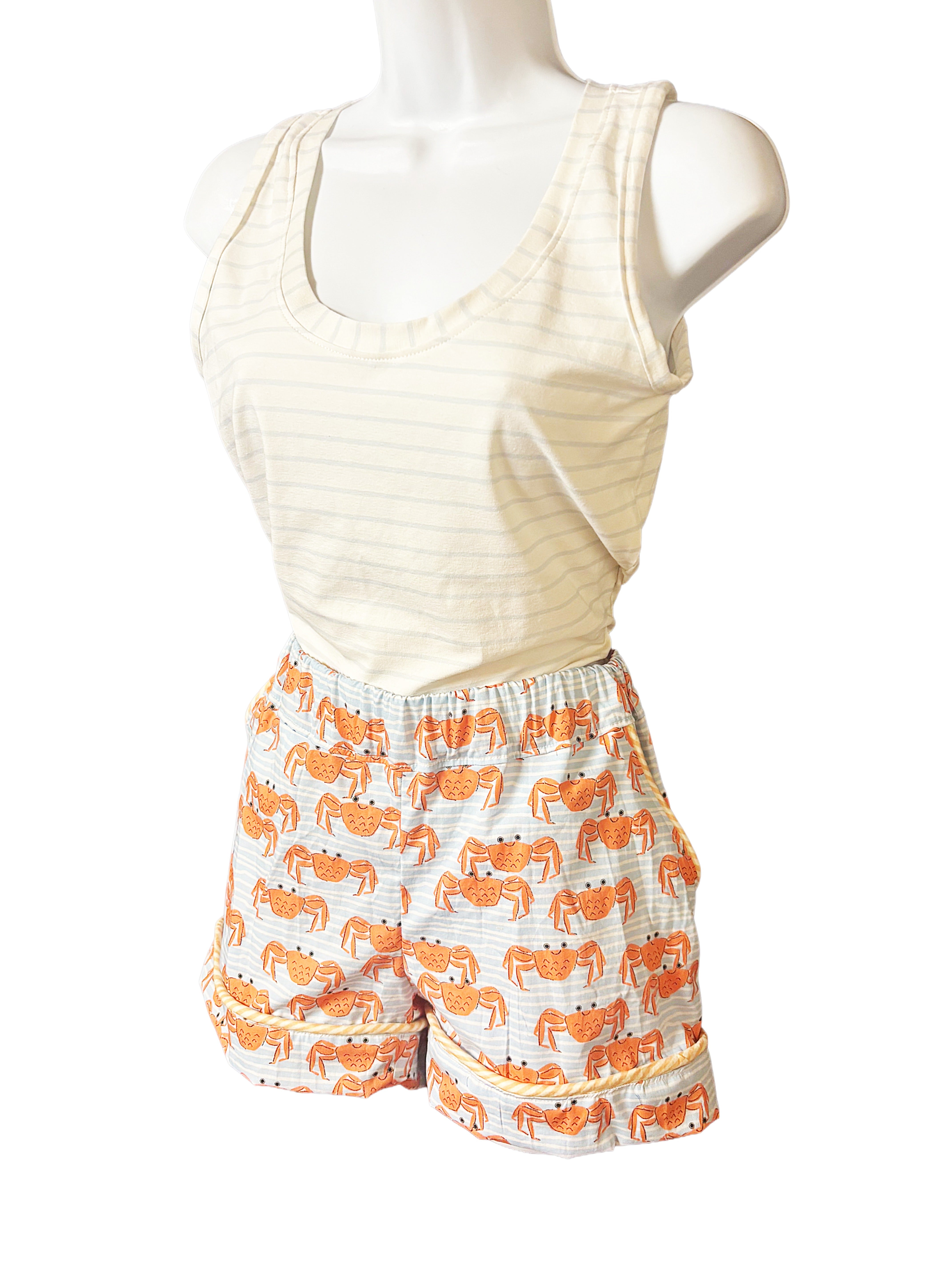Crab Print Cotton Pyjama Shorts