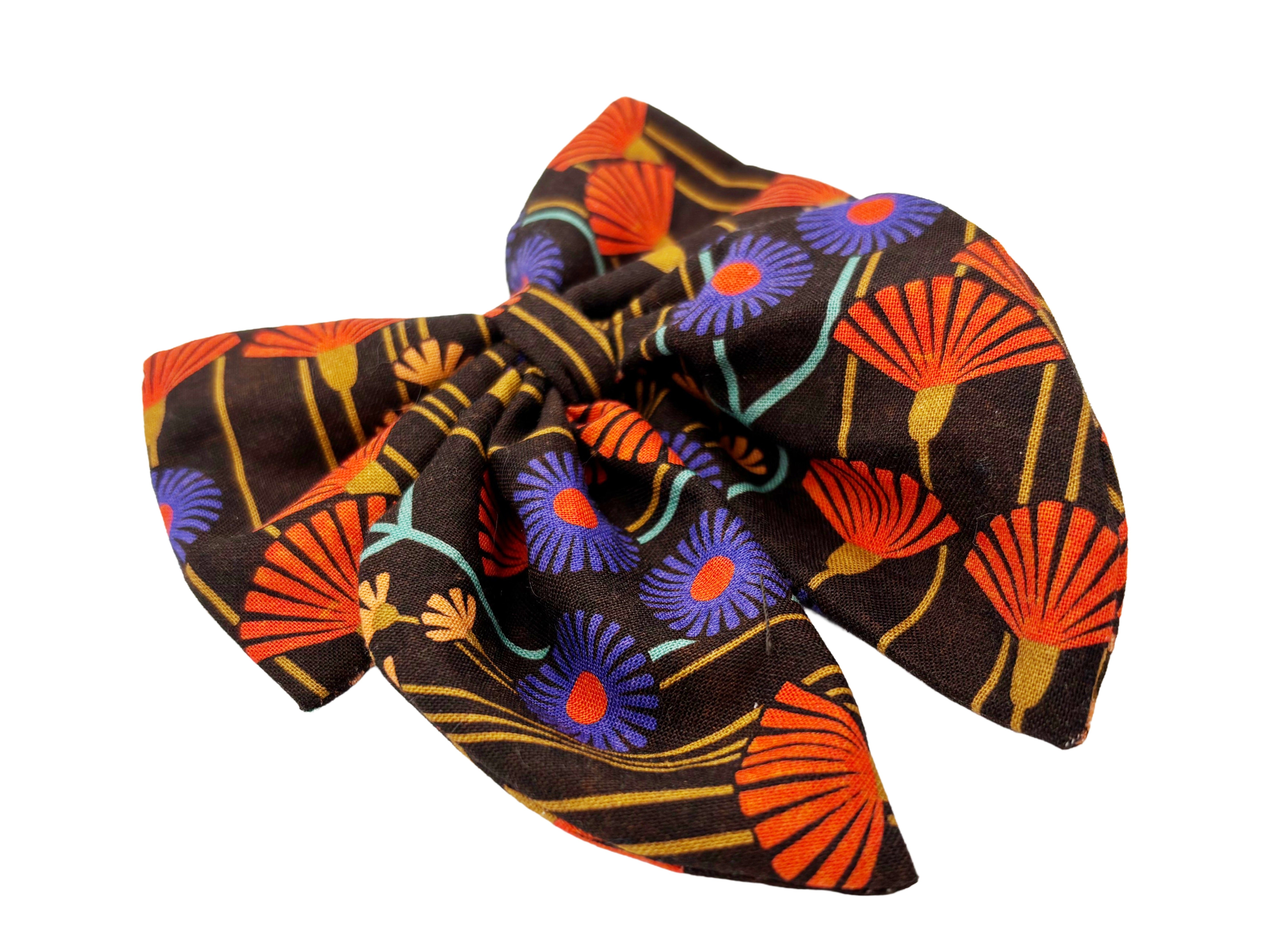 Retro Autumn Floral Hair Bow Clip