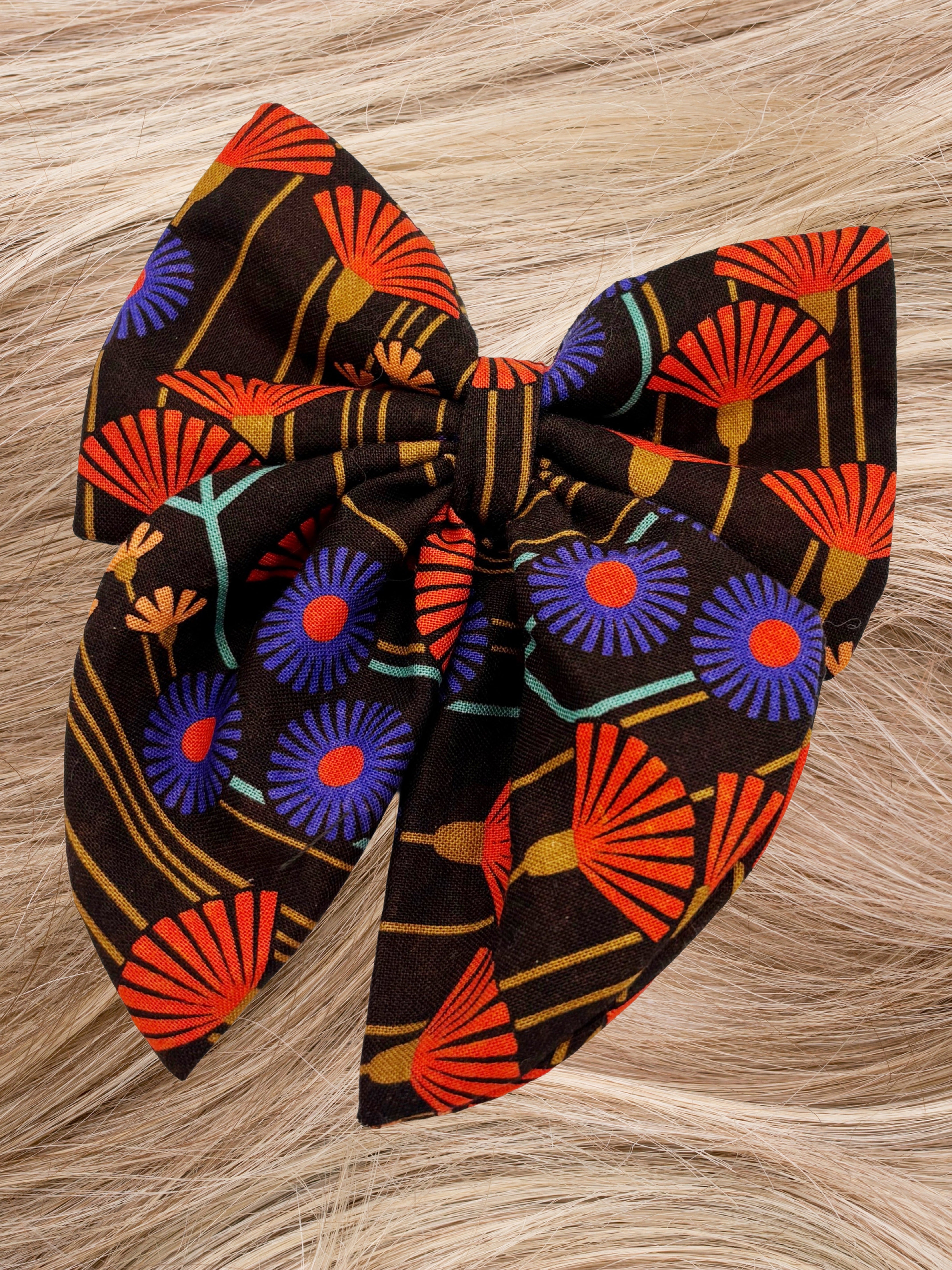 Retro Autumn Floral Hair Bow Clip