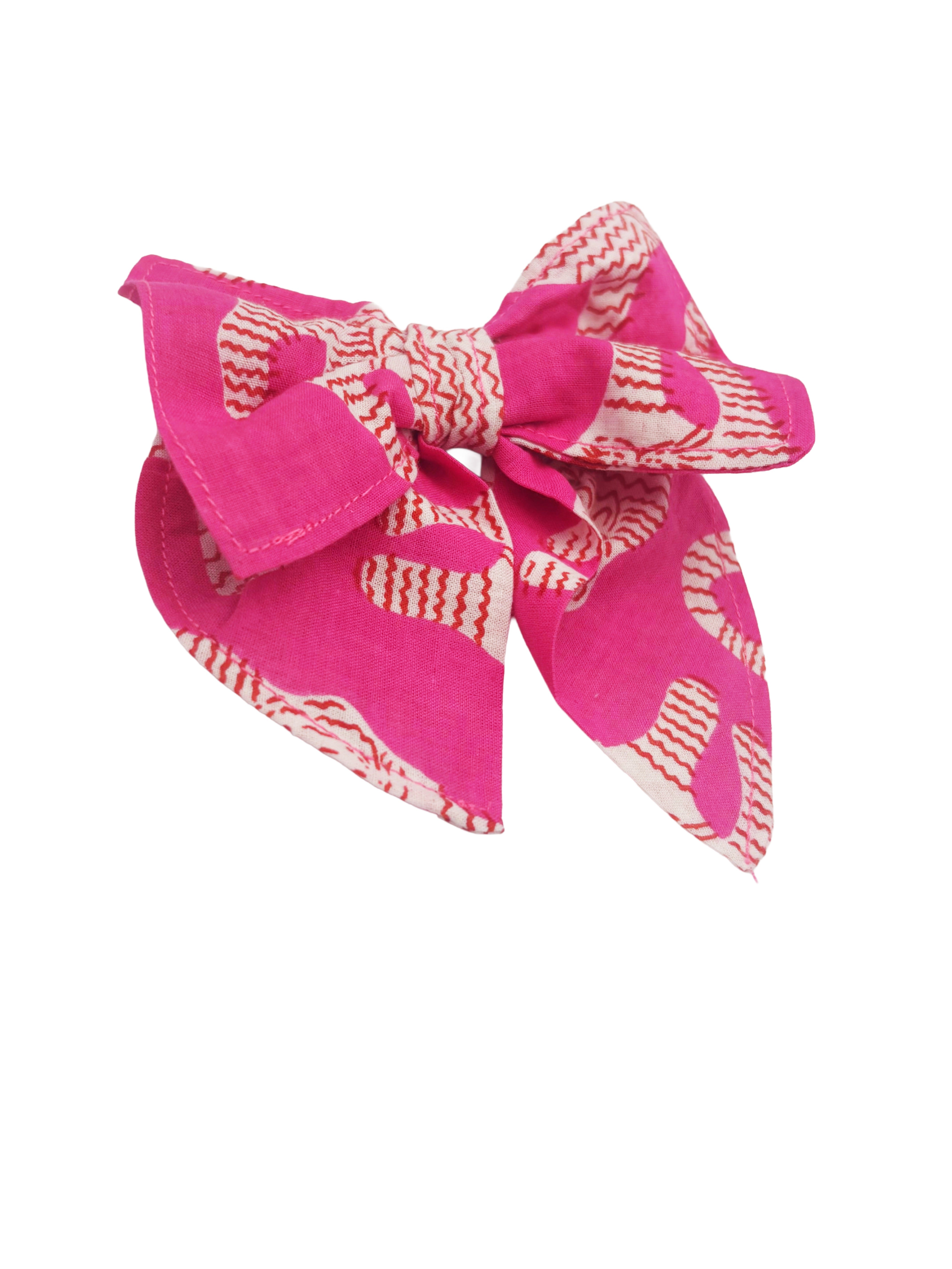 🐅 Hot Pink Tiger Print Hair Bow Clip