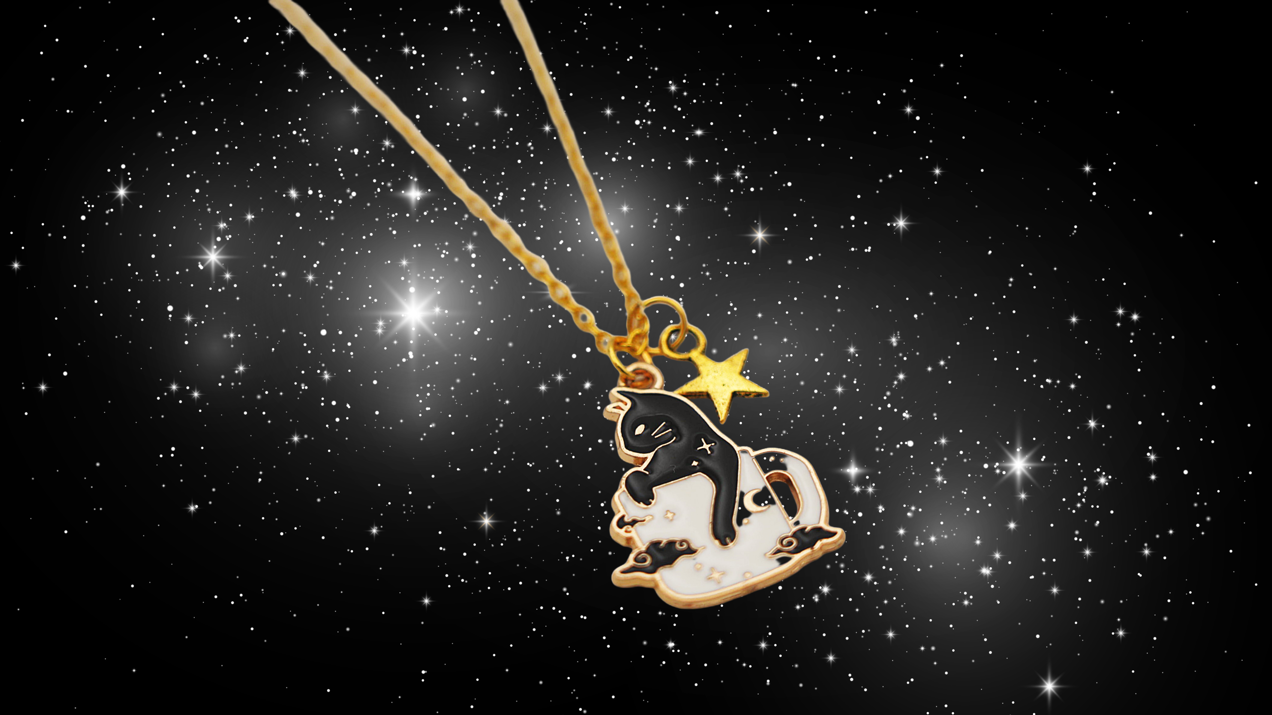 Magical Black Cat Mug Necklace