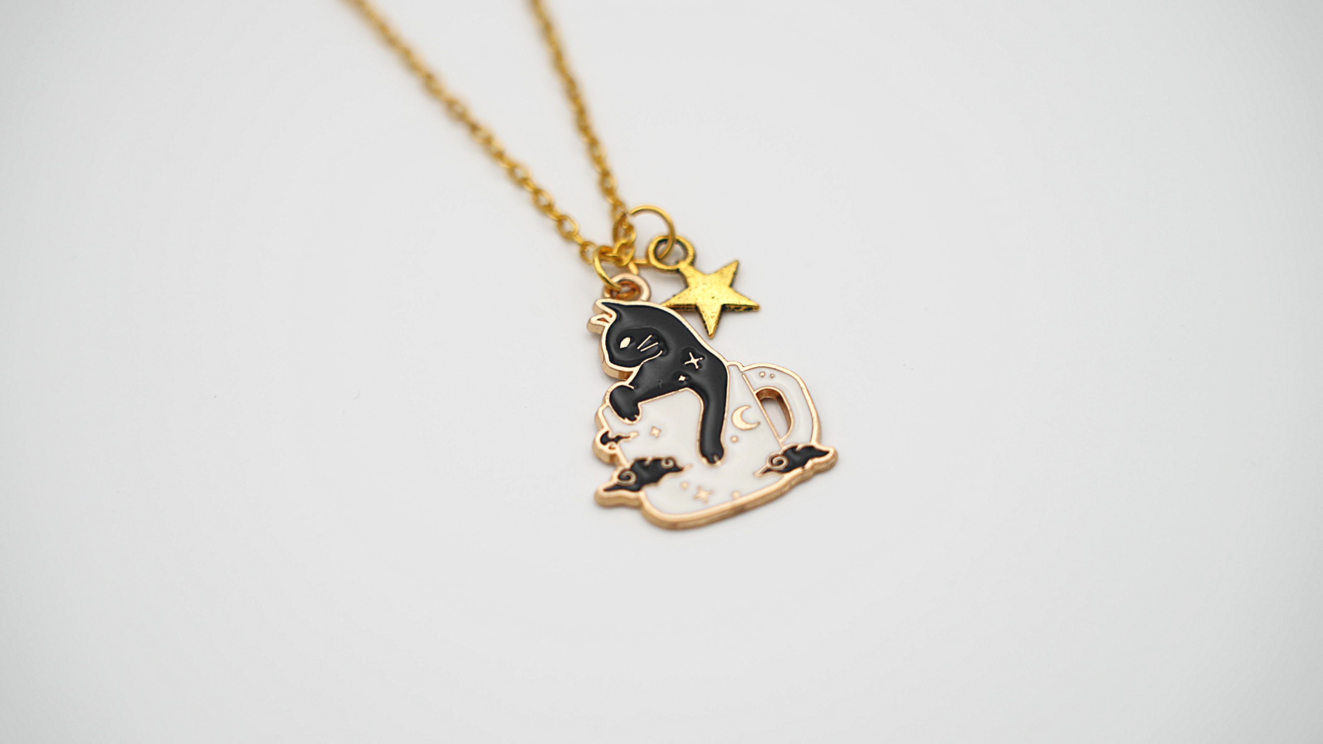 Magical Black Cat Mug Necklace