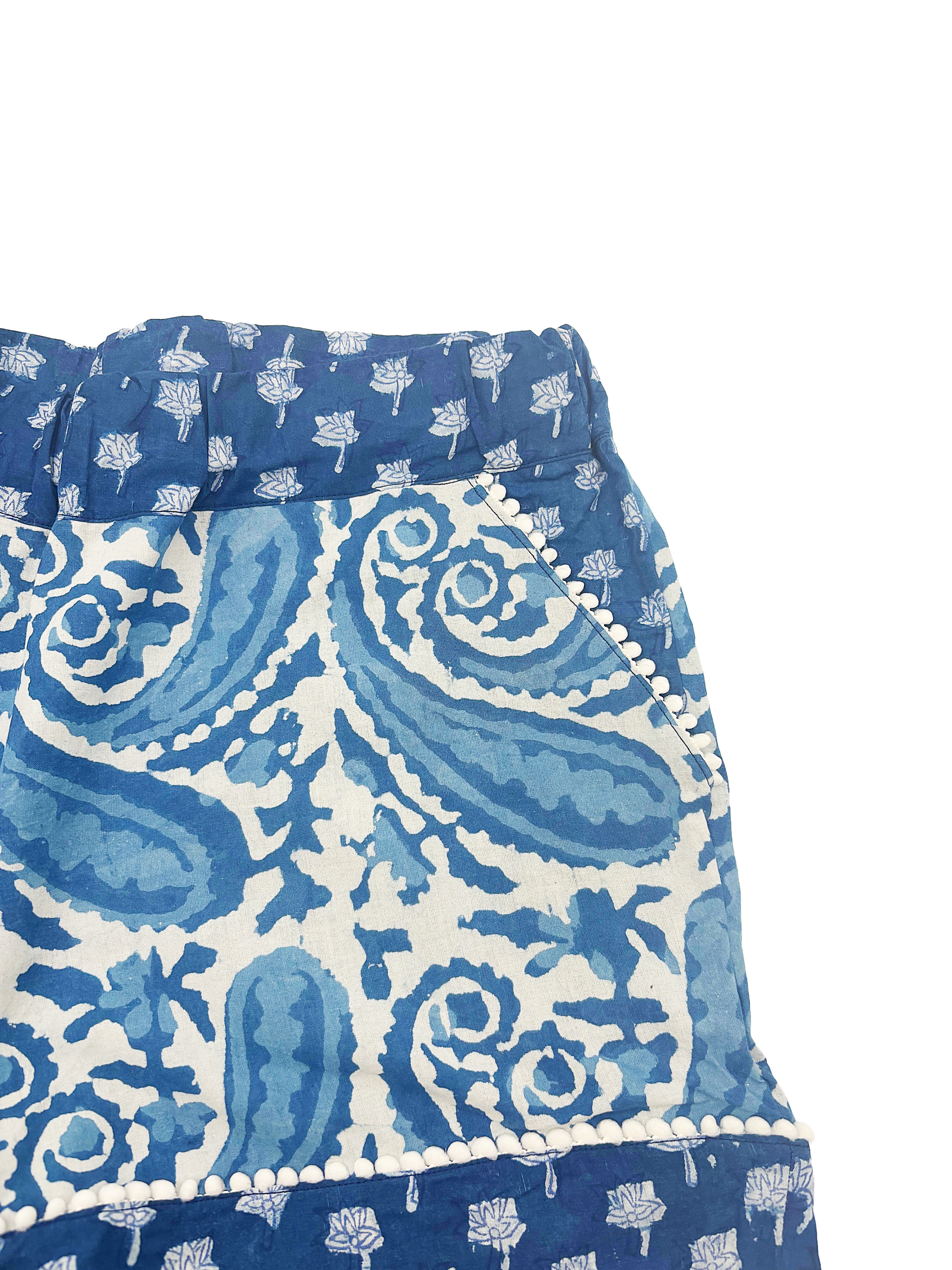 Indigo paisley pyjama shorts