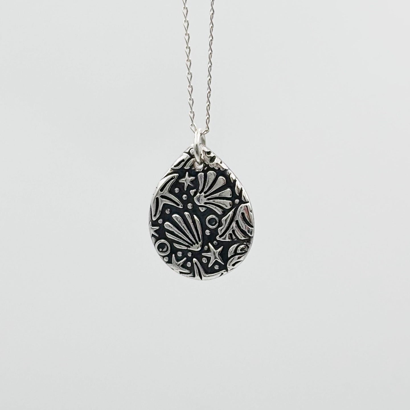 Handmade Fine Silver Sea Life Pendant 925 chain