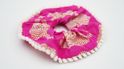 Hot Pink Tiger Scrunchie  with Pom Pom Trim