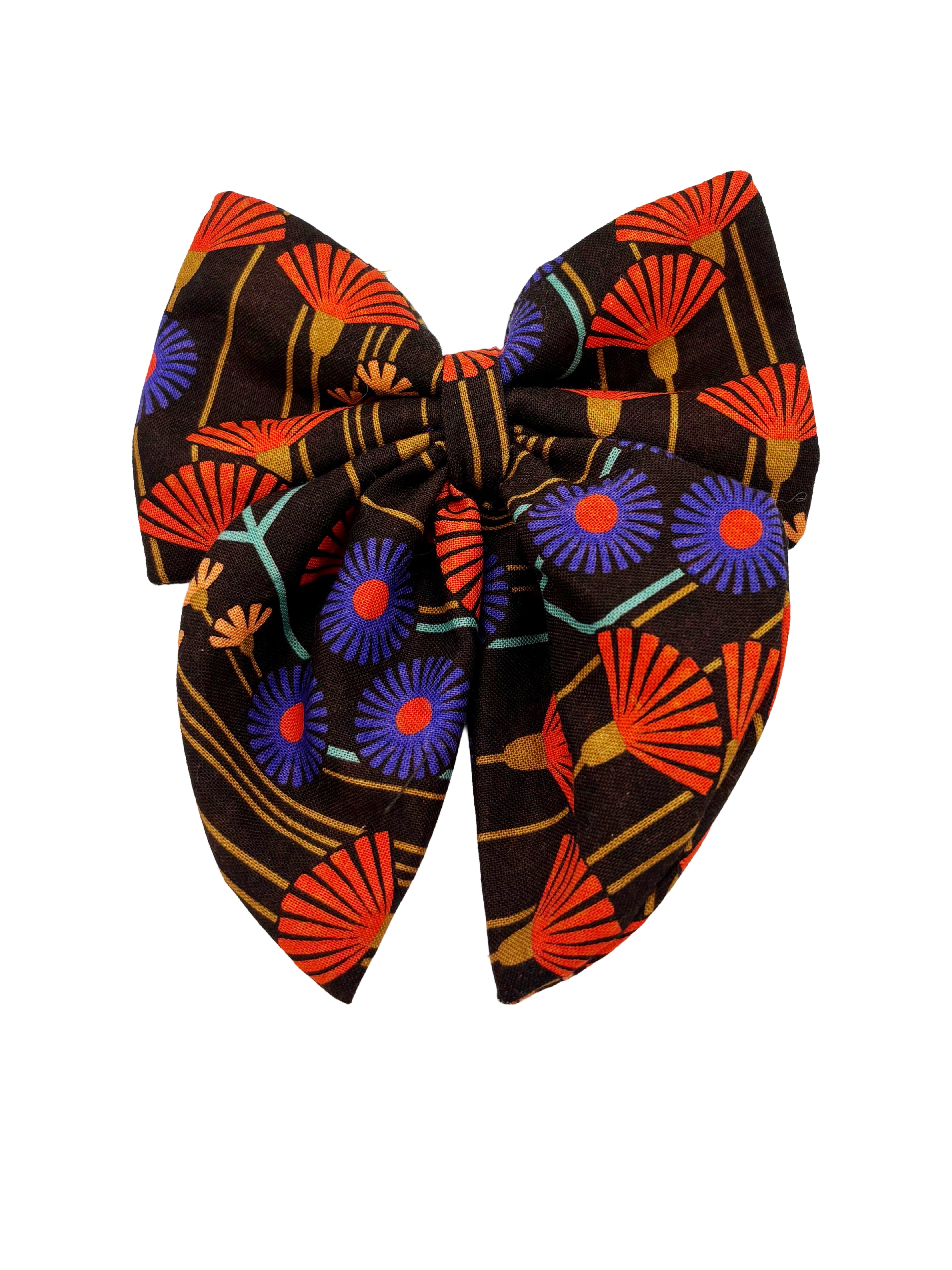 Retro Autumn Floral Hair Bow Clip