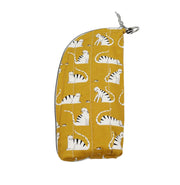 Quilted mustard tabby cat pouch