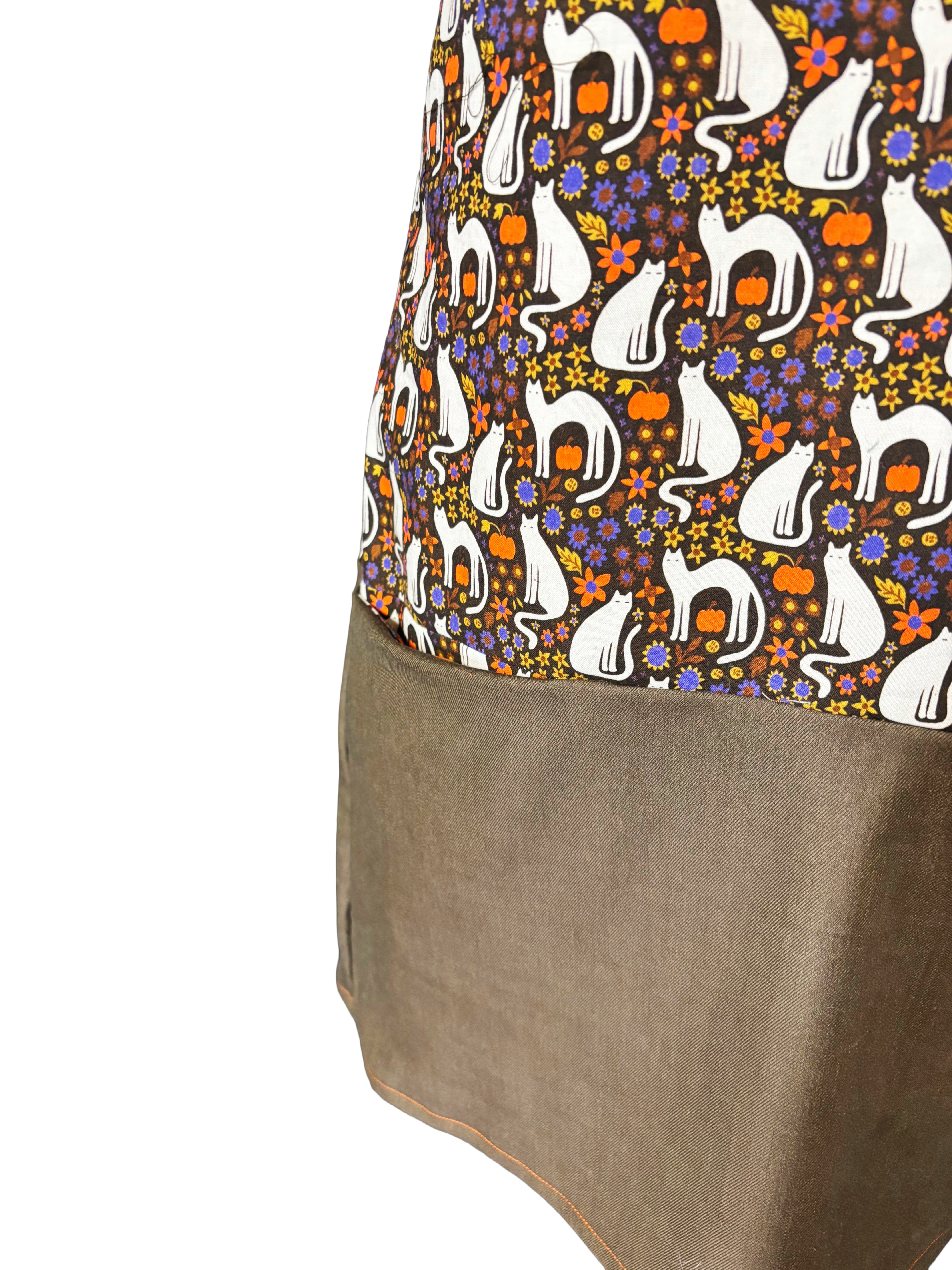 Retro Cat Print Shift Dress with Pockets