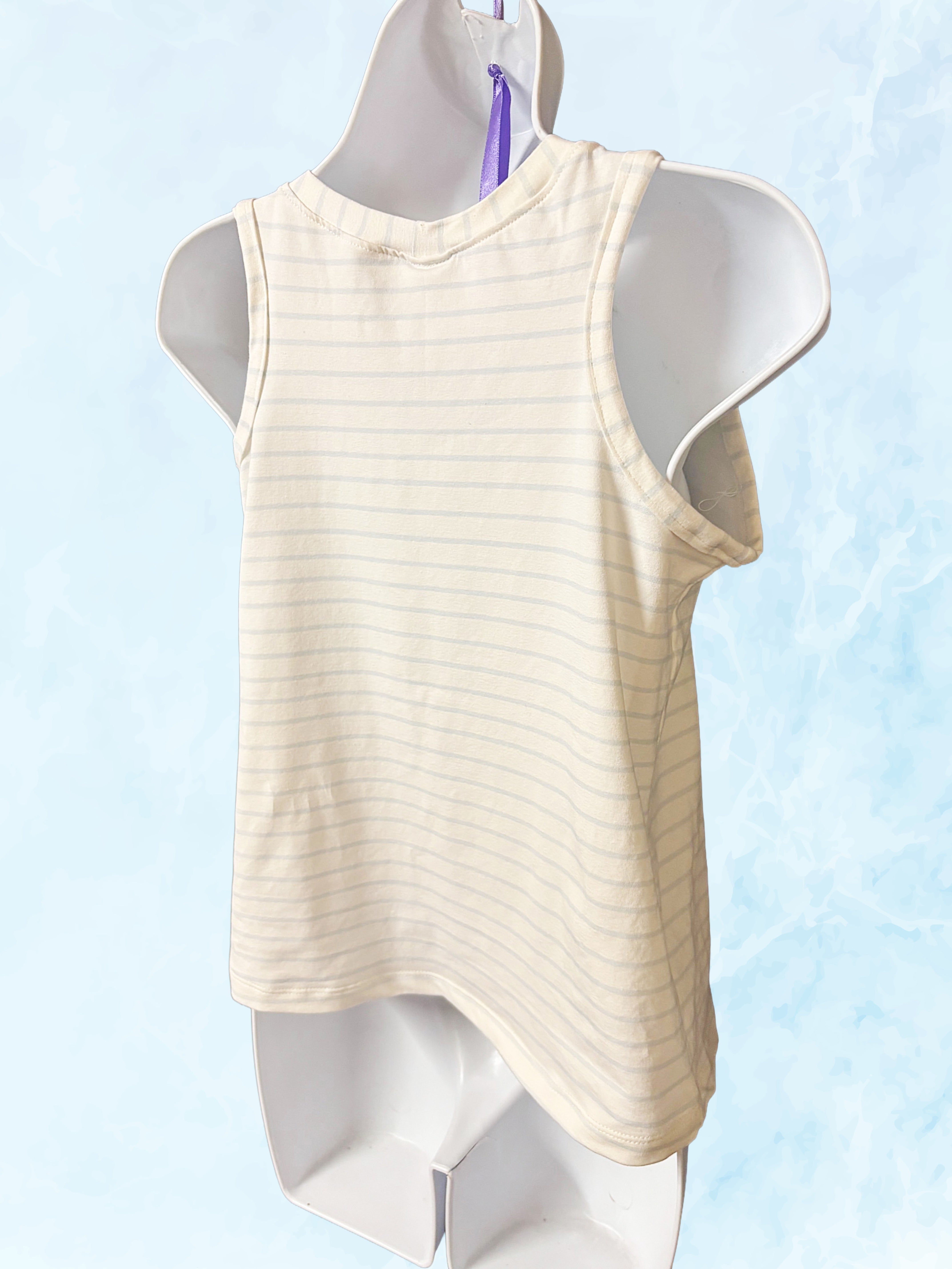 Off White & Baby Blue Stripe Jersey Vest