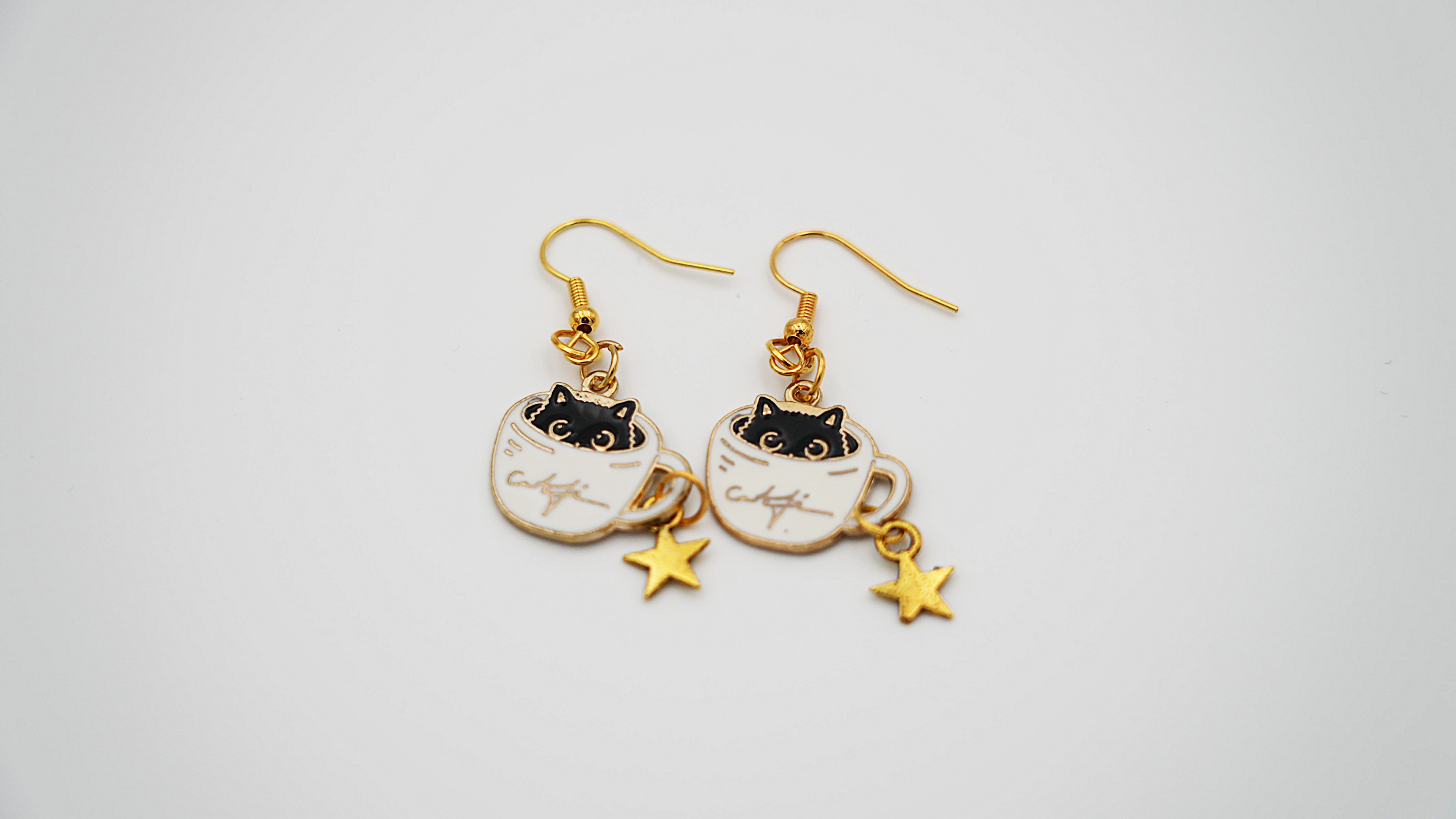 Magical Catpuchino Earrings black cat