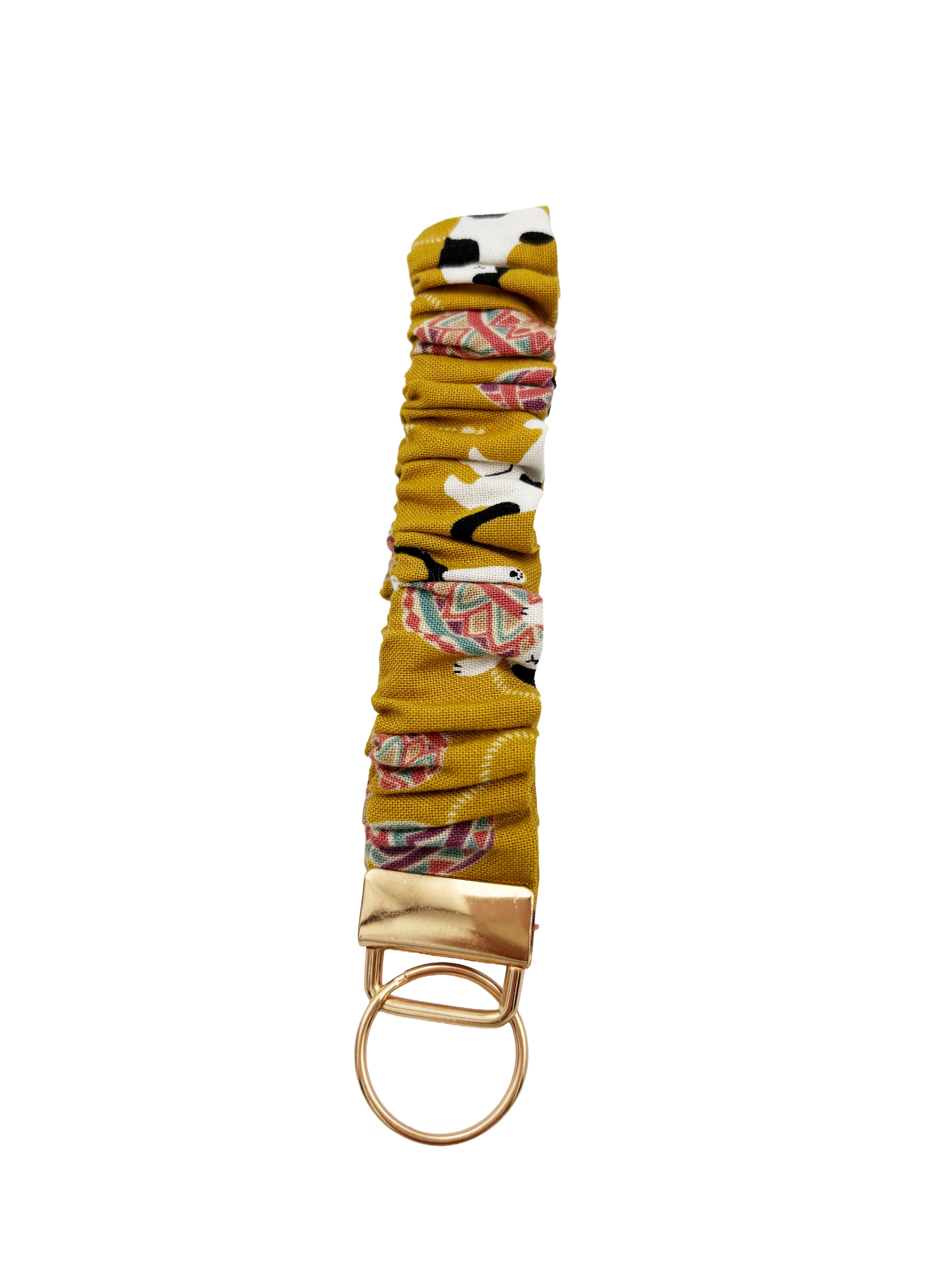 Handmade Tuxedo Cat Scrunchie Wristlet Keyring
