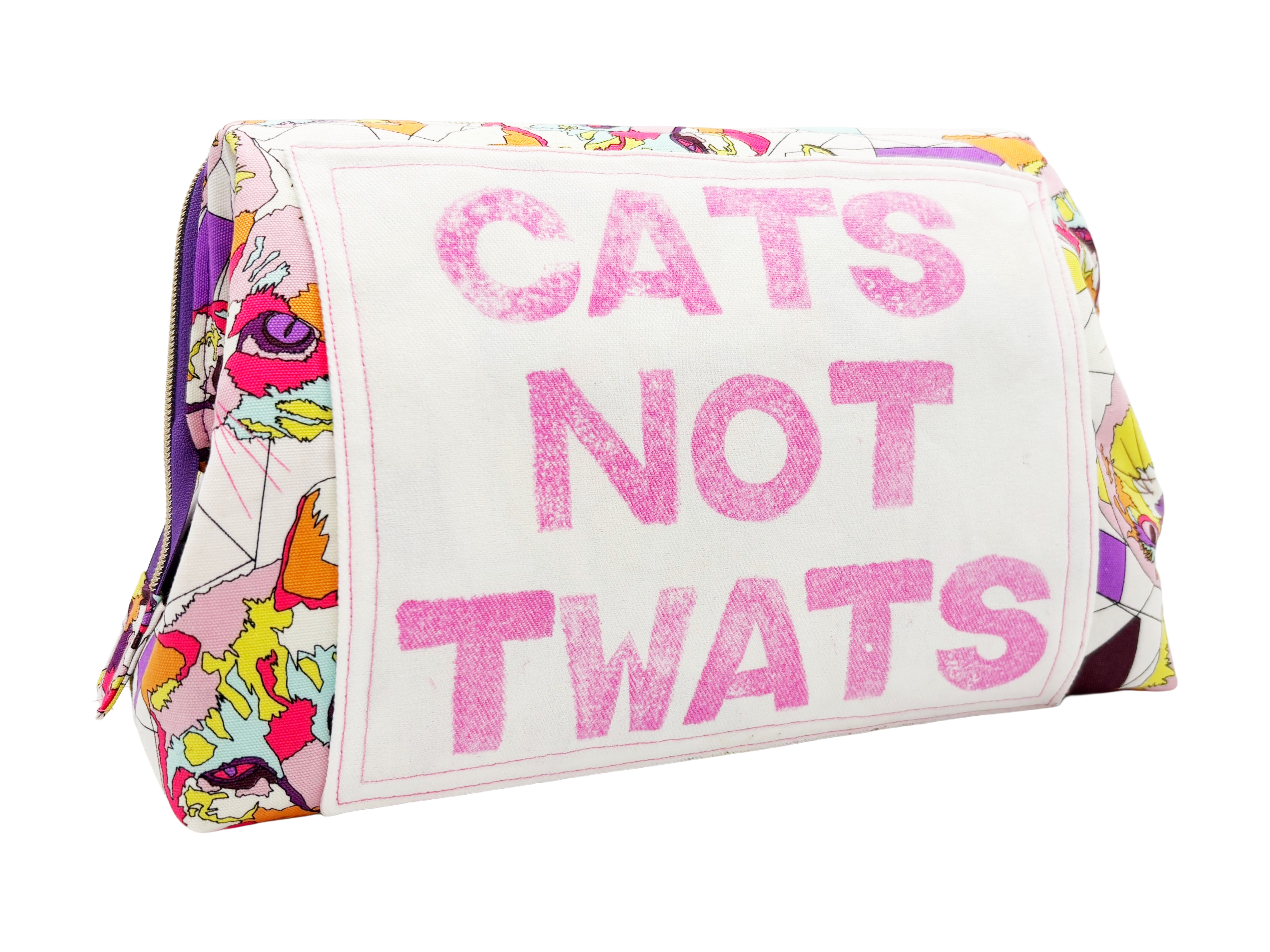 Cats Not Twats – Large Pop Art Cat Wash Bag