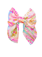 Pink Blue Paisley Hair Bow Clip