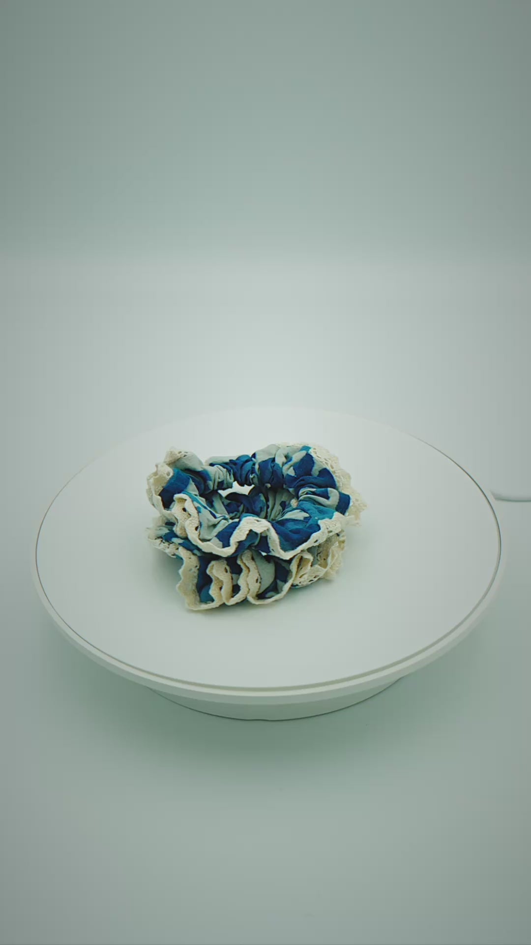 Load video: Set of 2 Indigo Hair Scrunchies